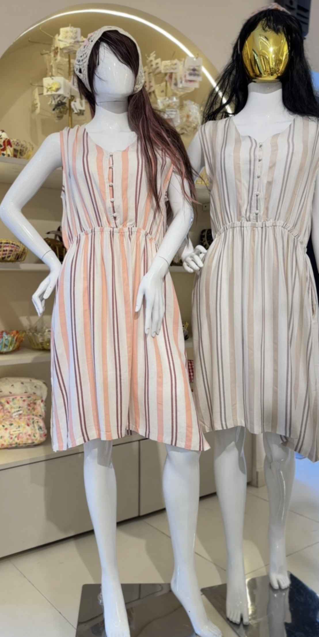 robe rayonnee beige-crevette cotbox 