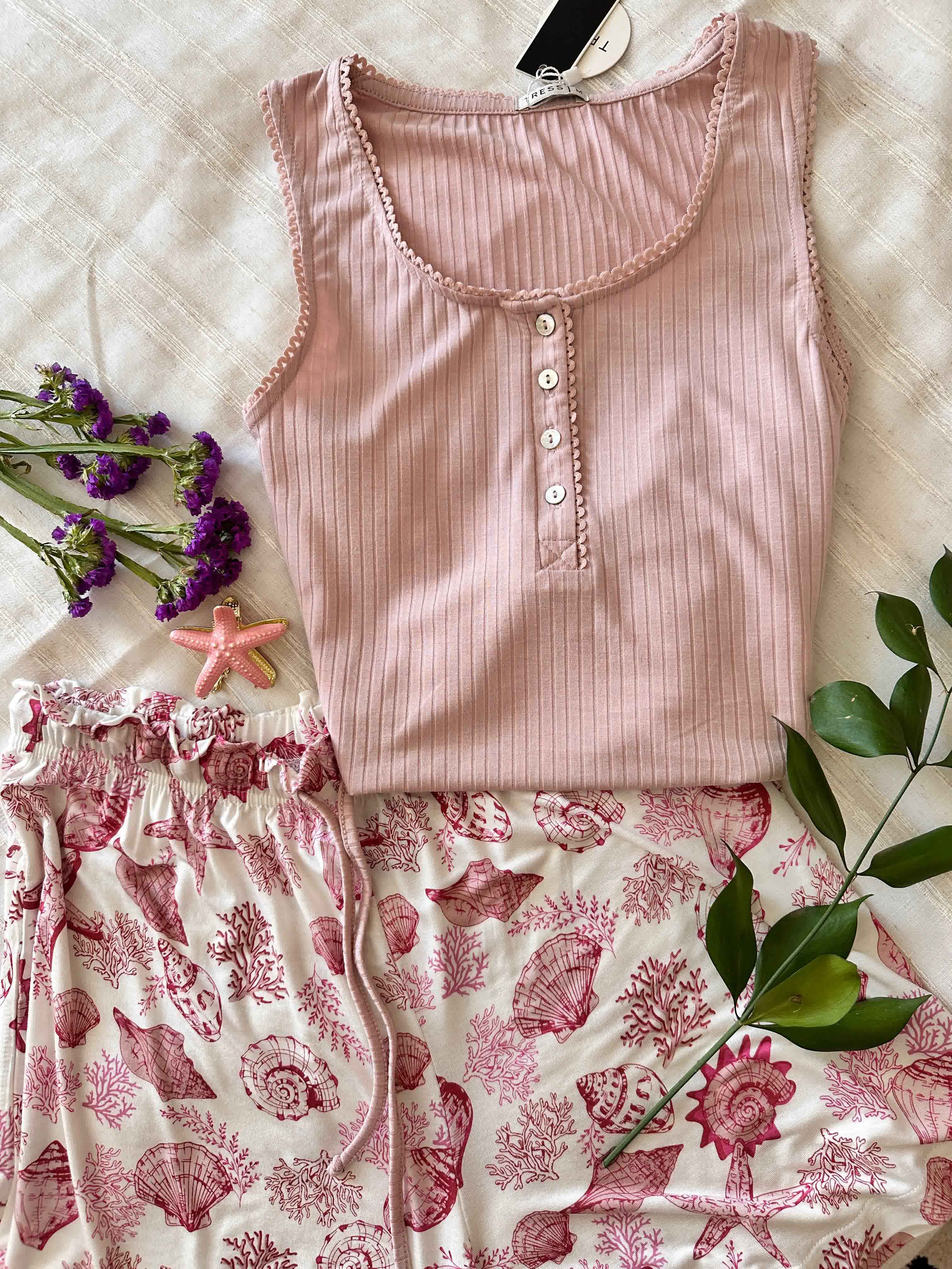 Pyjama short Tress coquillage 