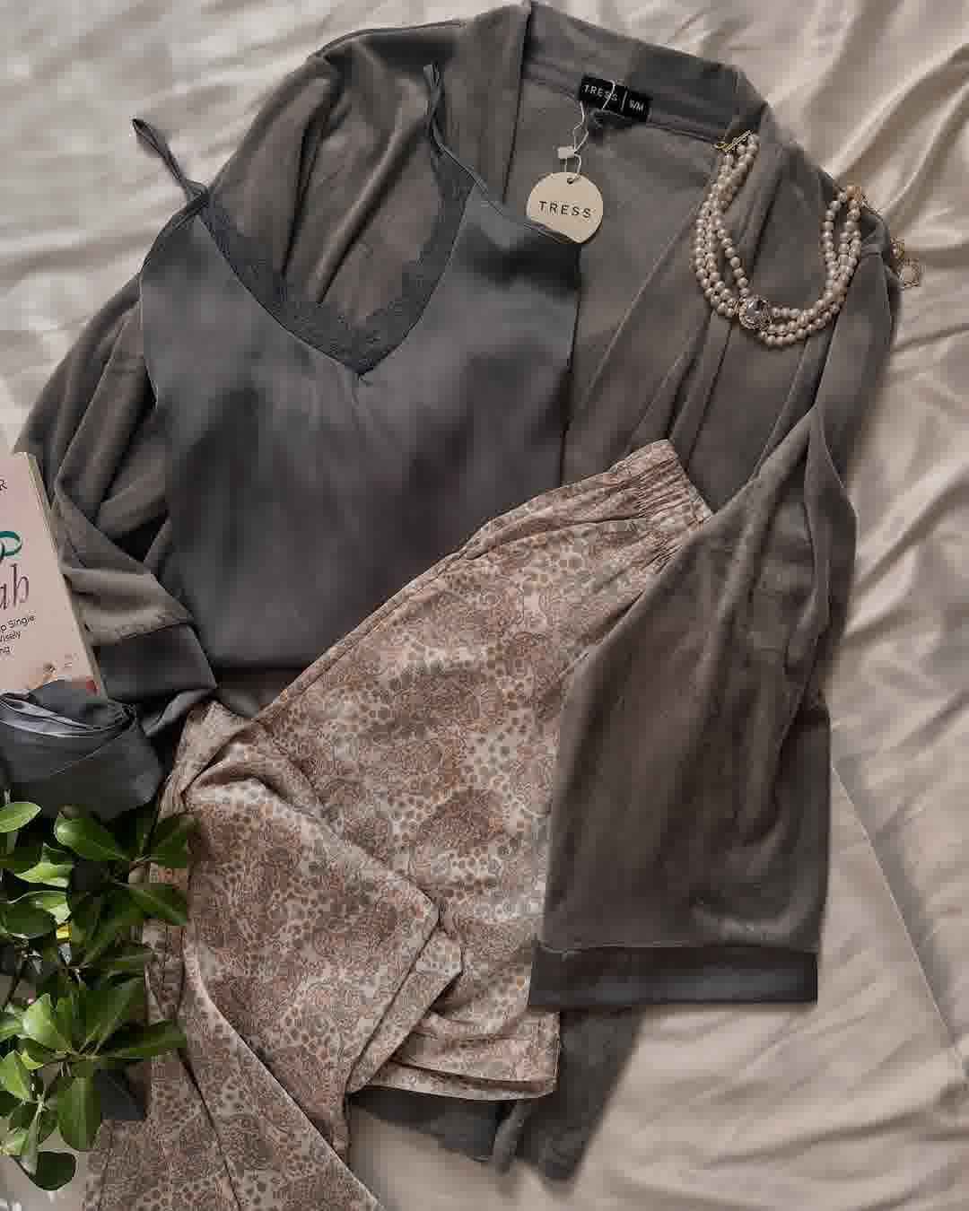 Ensemble 3pcs velour/satin dessin arabe