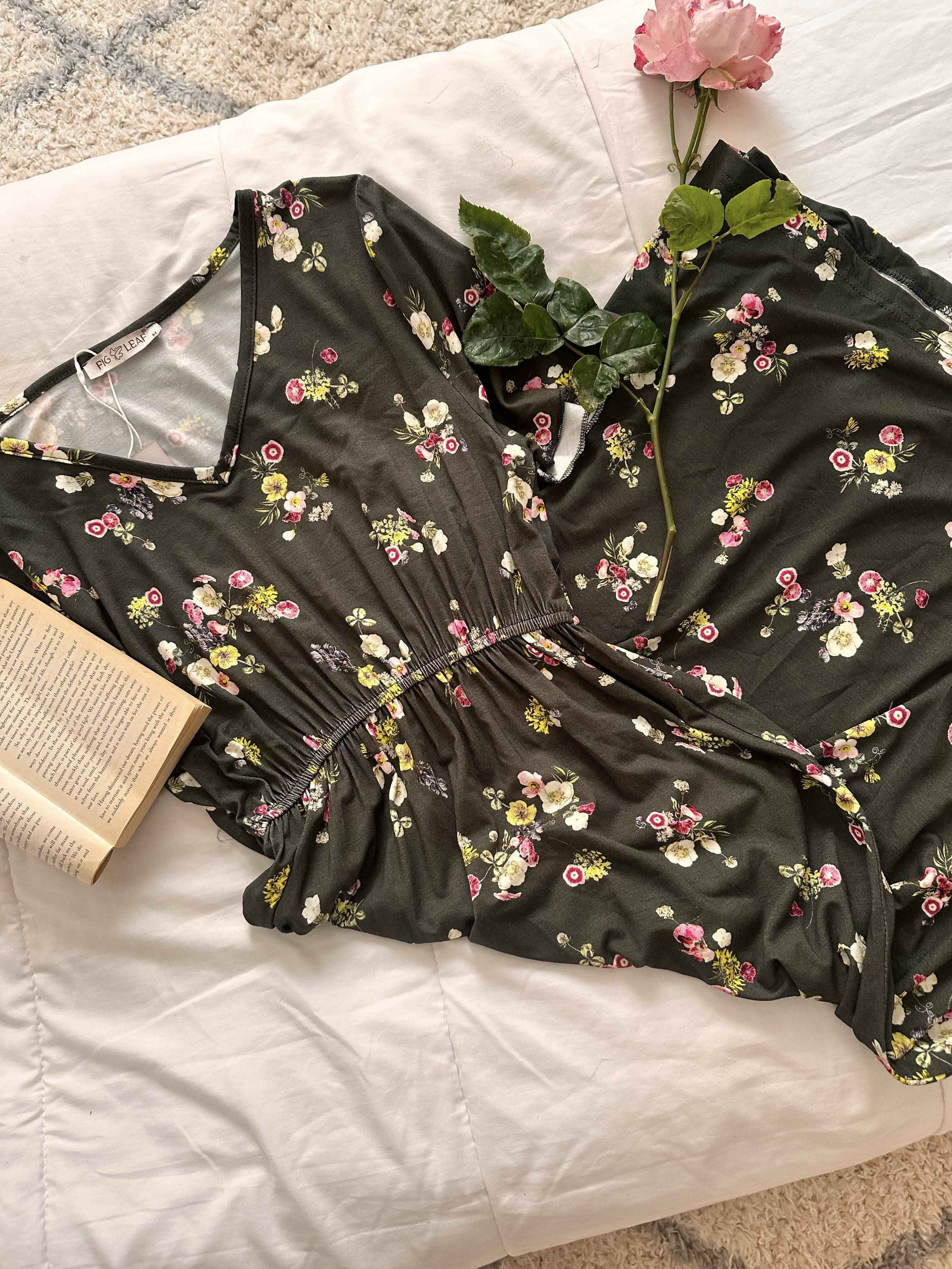 robe fig leaf verte fleuri 