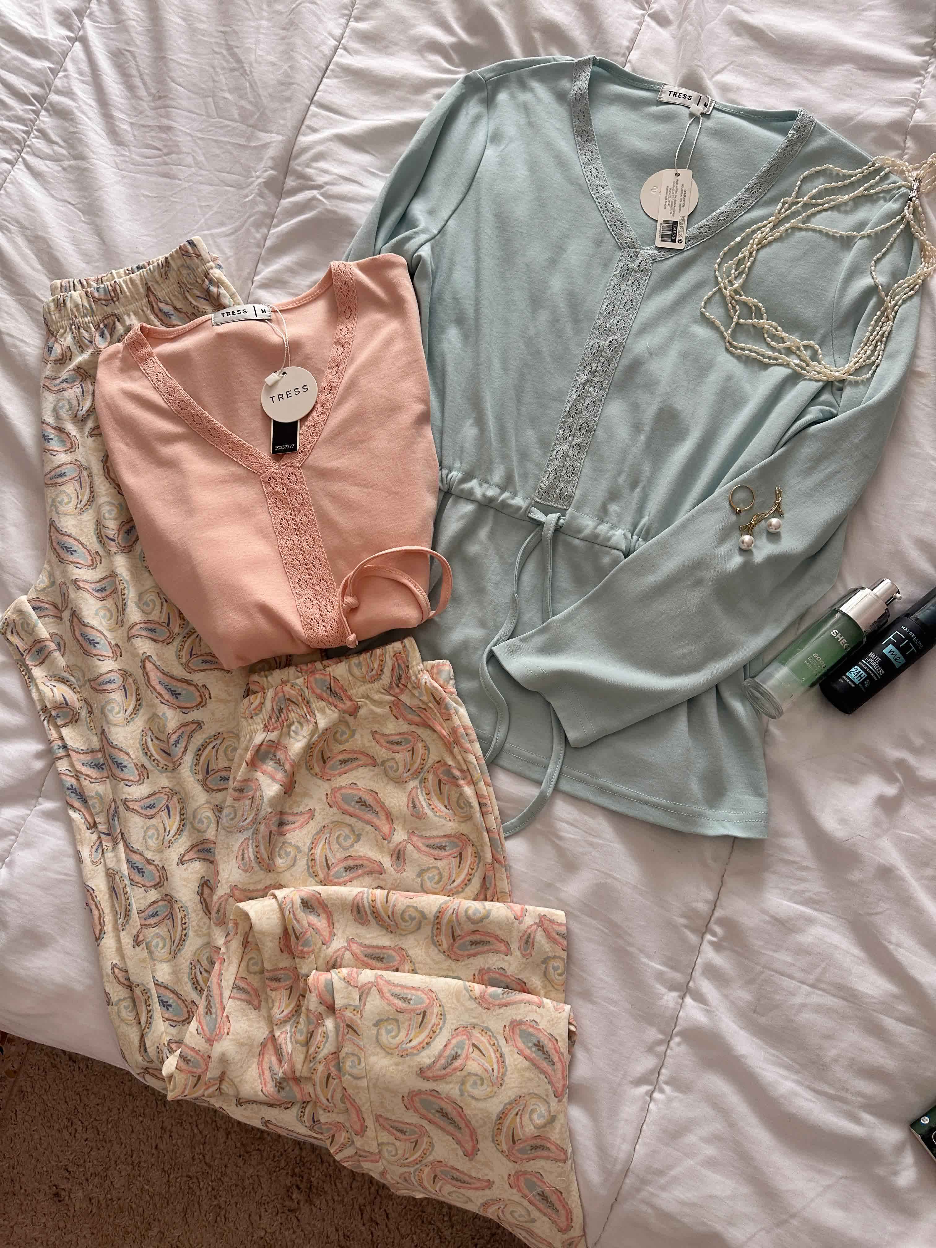 Pyjama tress trico uni vert/crevette 