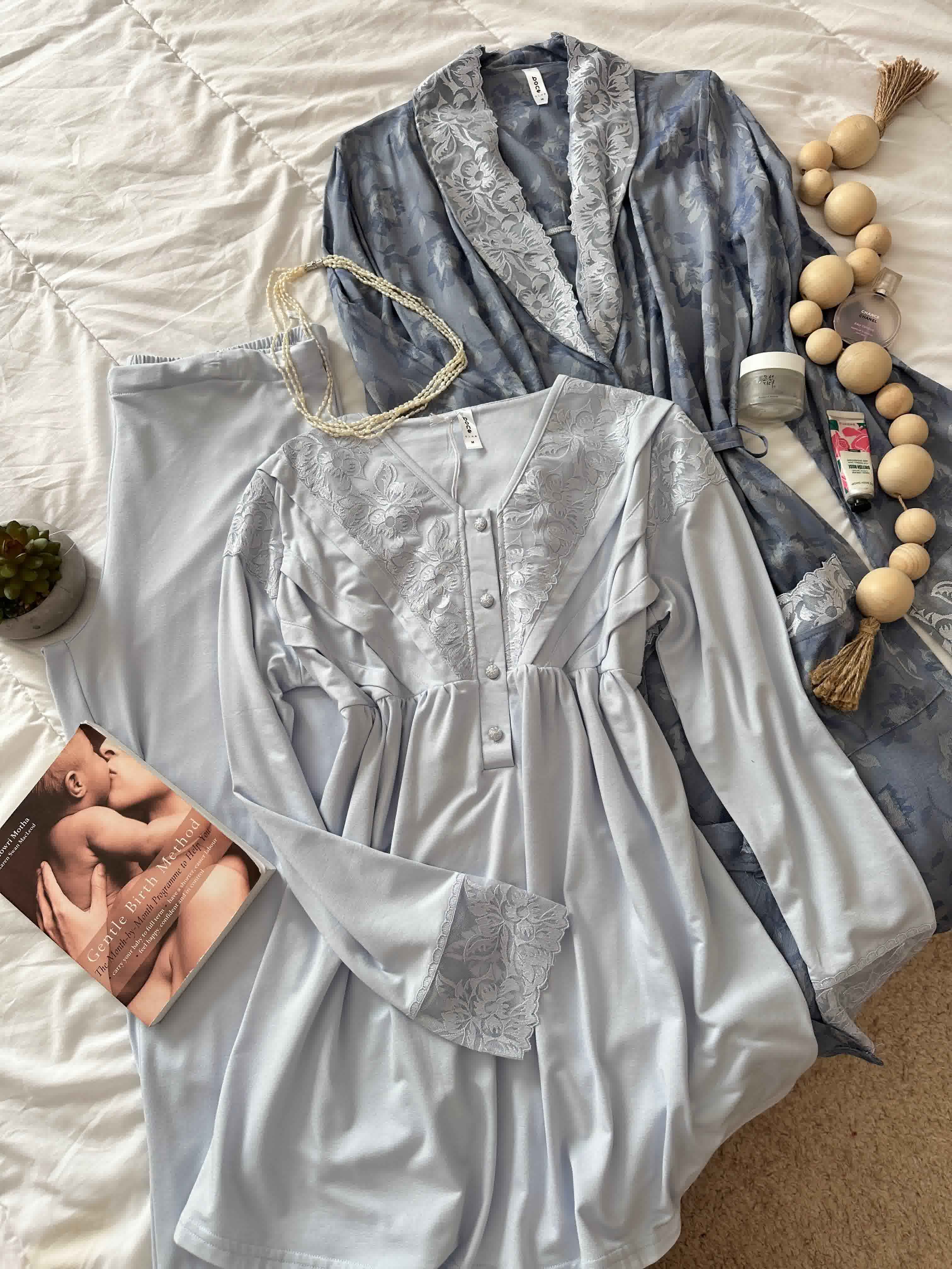 3 pieces Bone kimono satin 