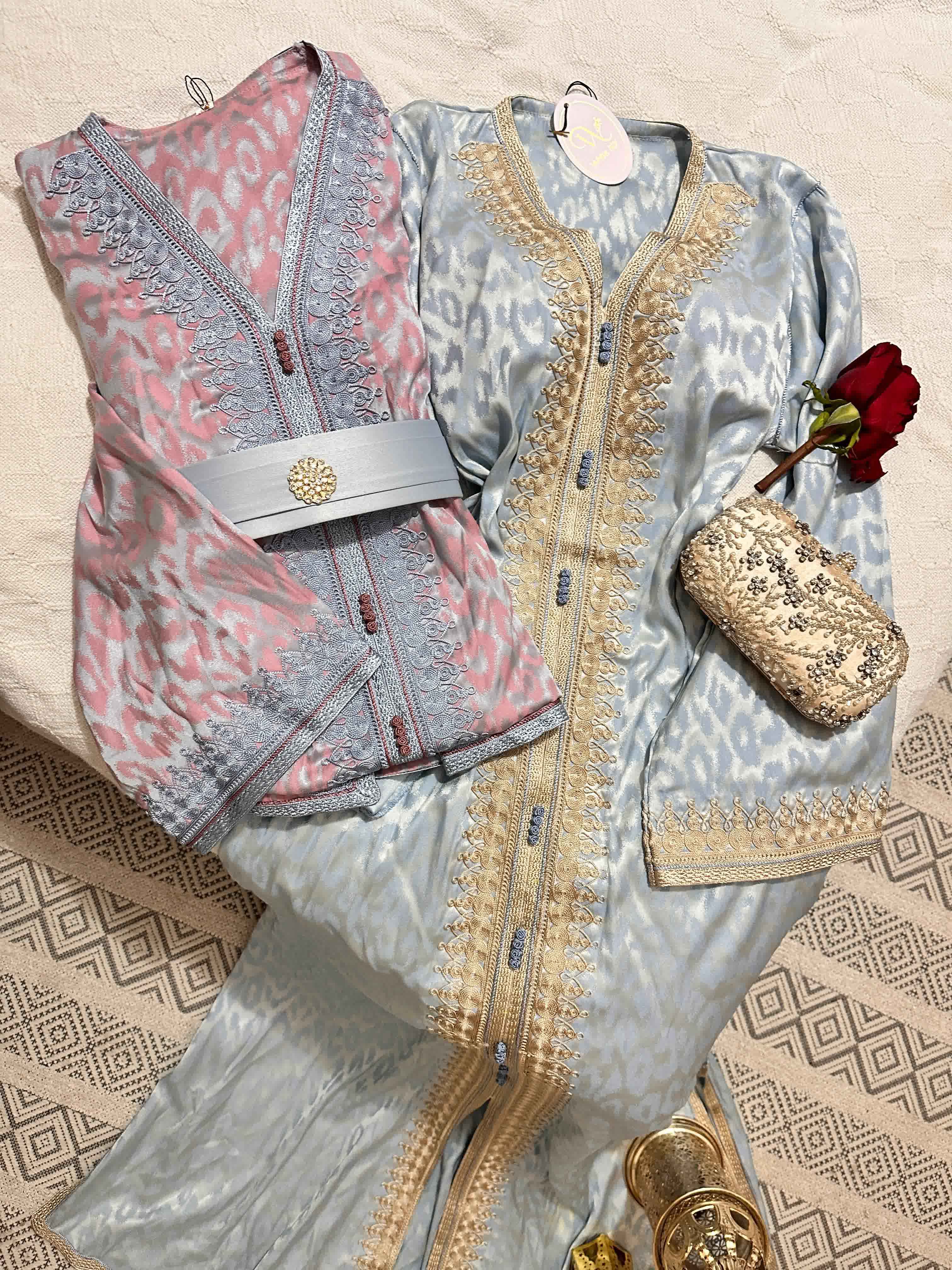 Caftan Kemkha uni gros-fil rond 