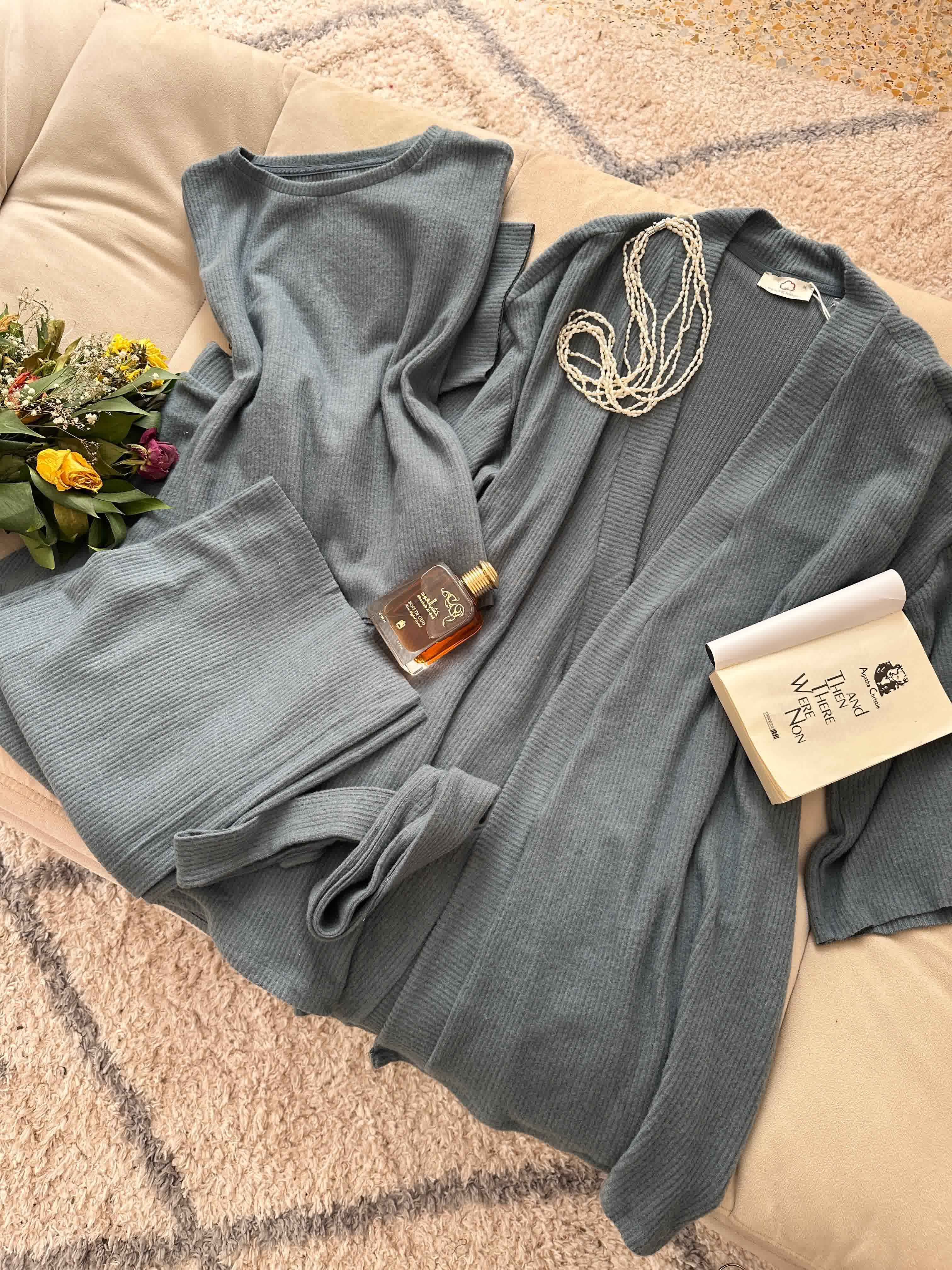 3 piéces Penymood laine uni bleu 