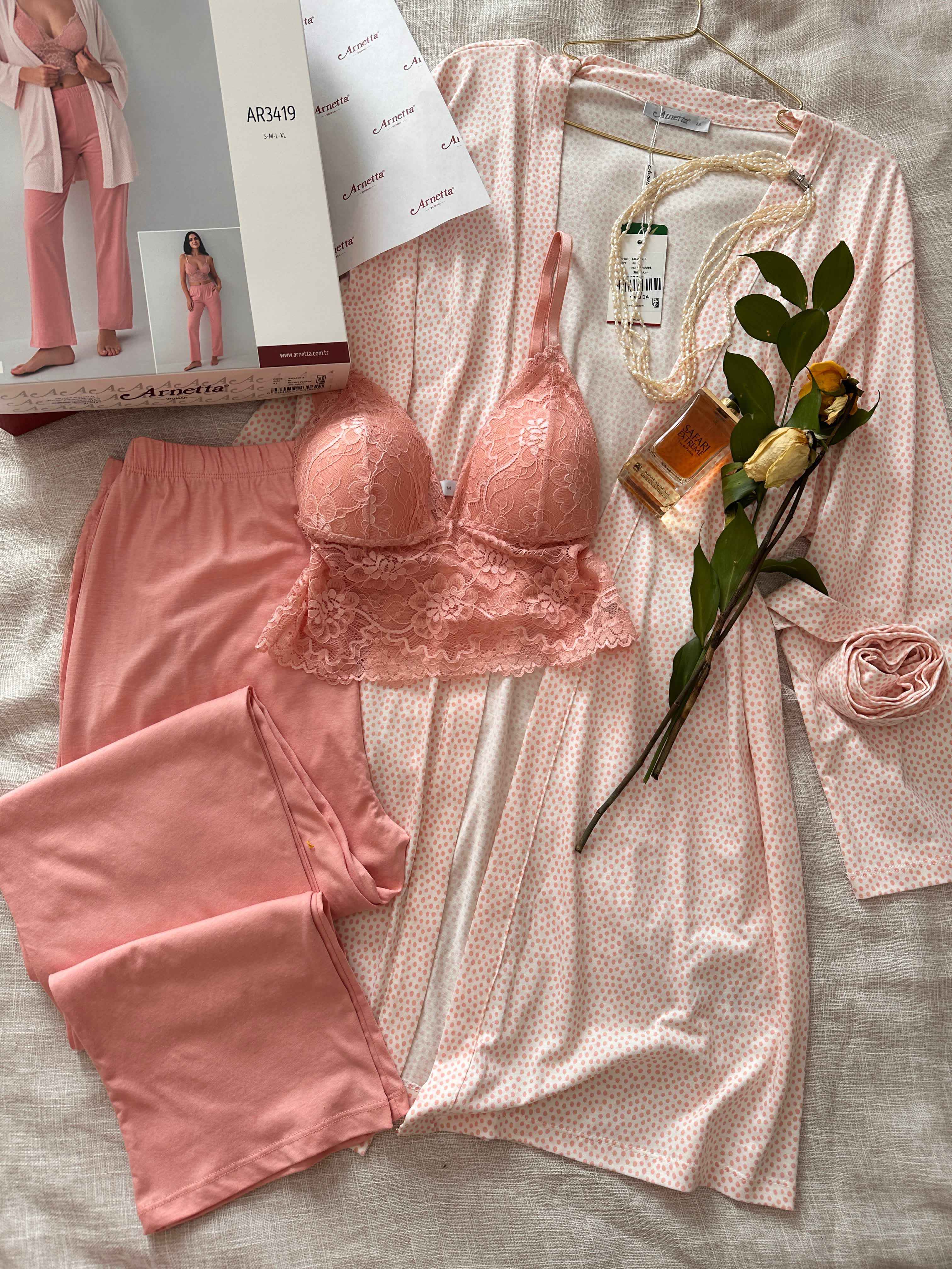 Ensemble 3-pcs Arnetta rose picté