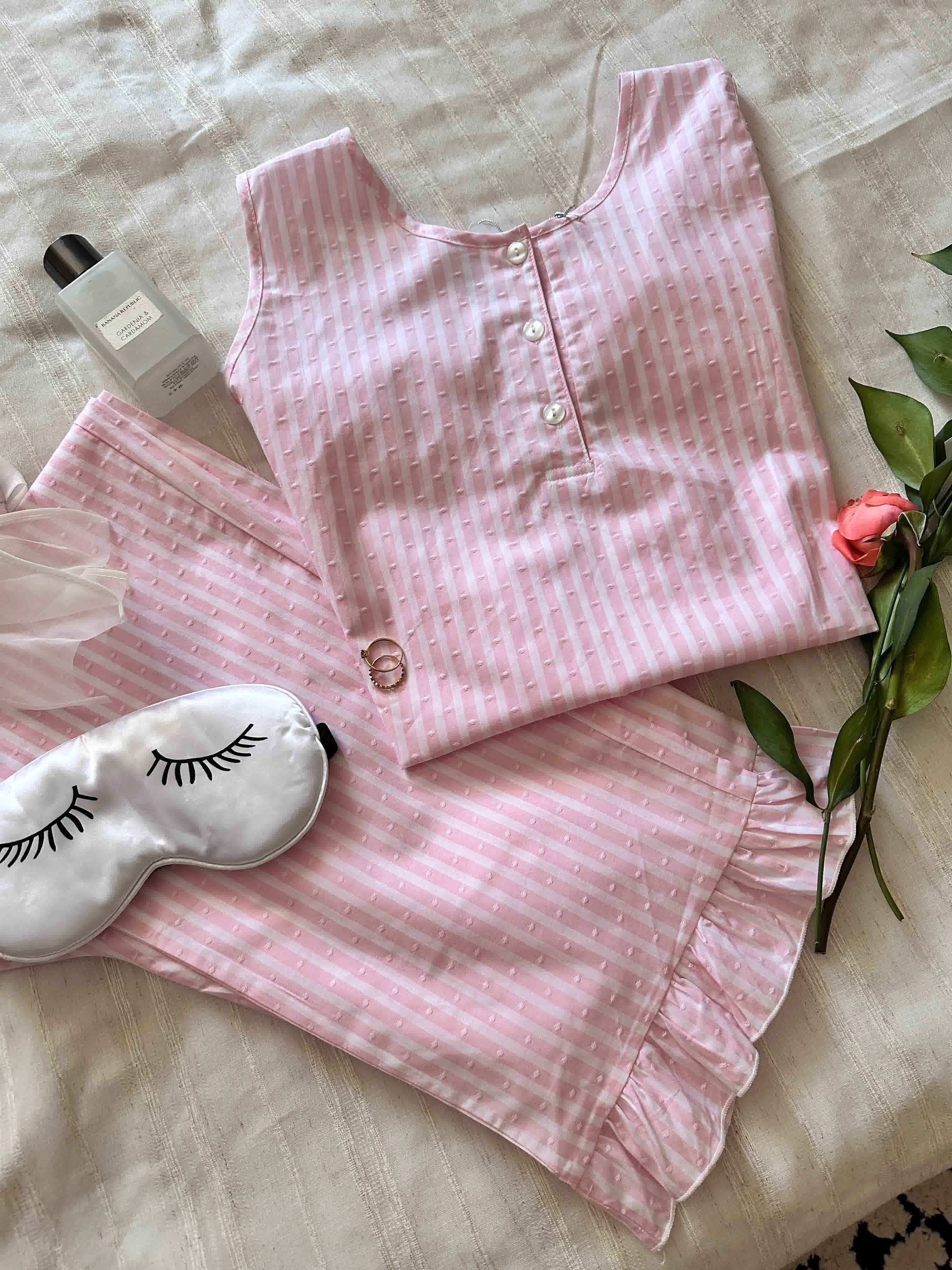 Pyjama lin rayonné en blanc 