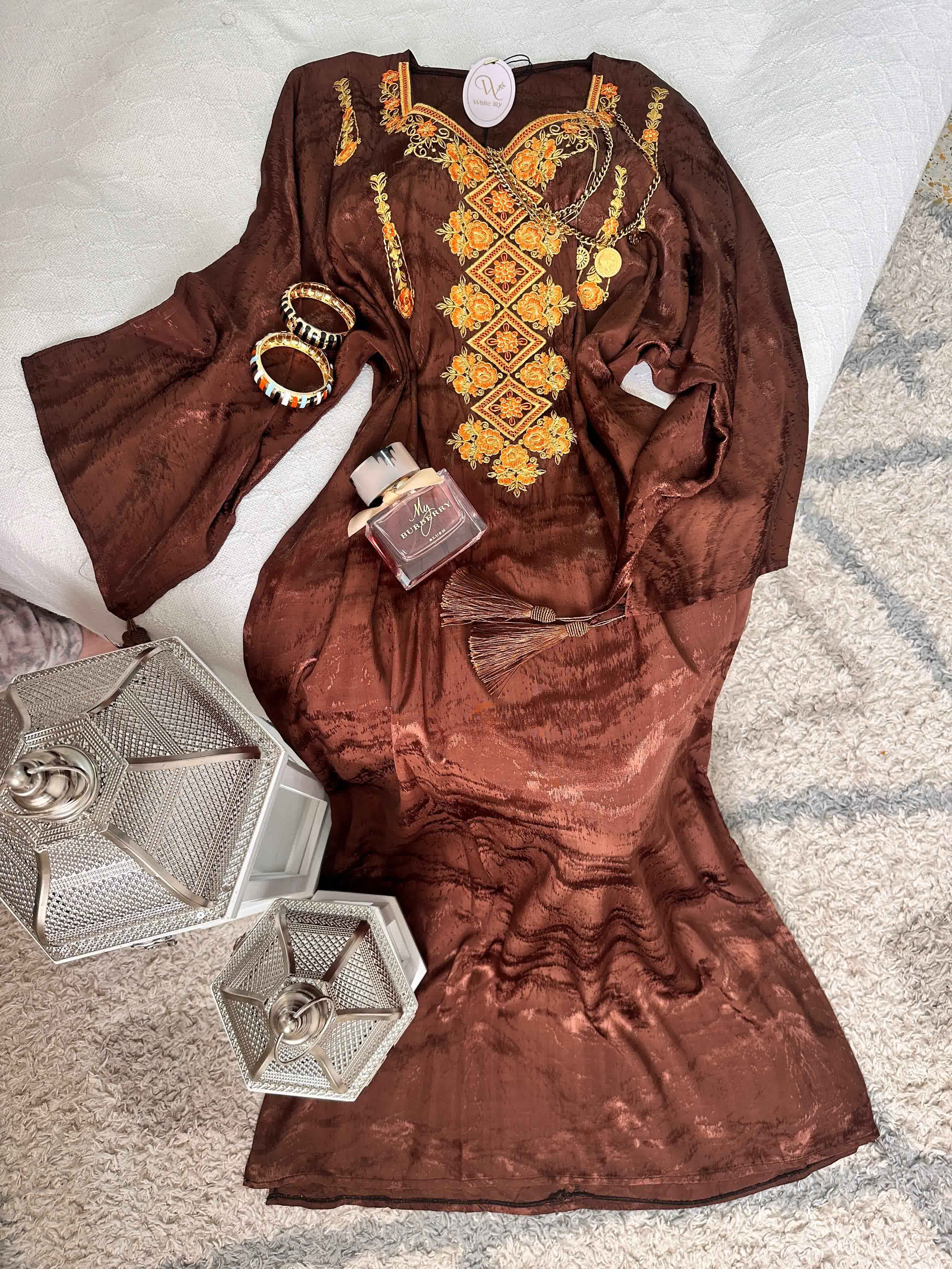 Robe kemkha broderie fleurs 