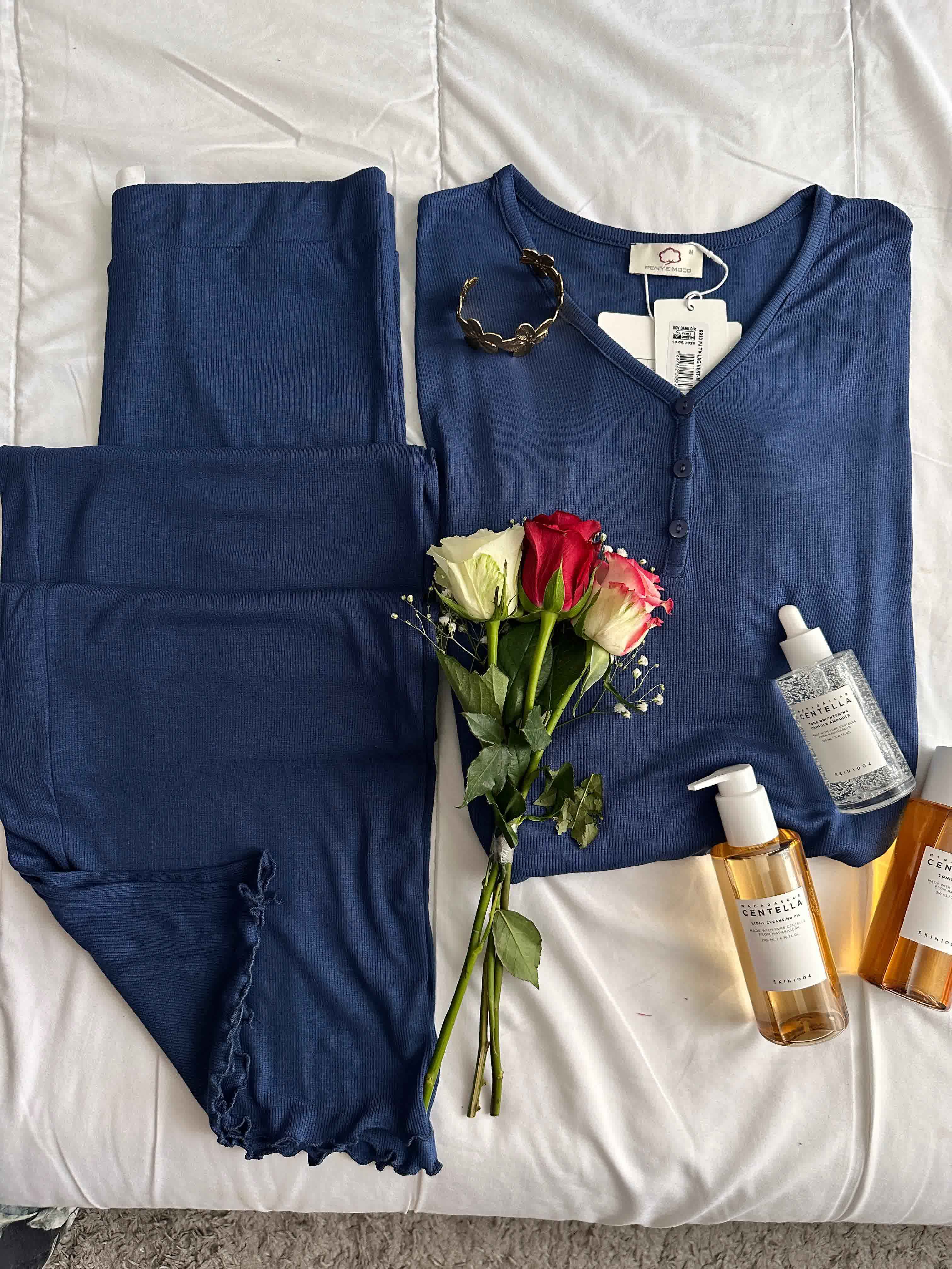 Pyjama Penymood buttons laine bleu nuit 