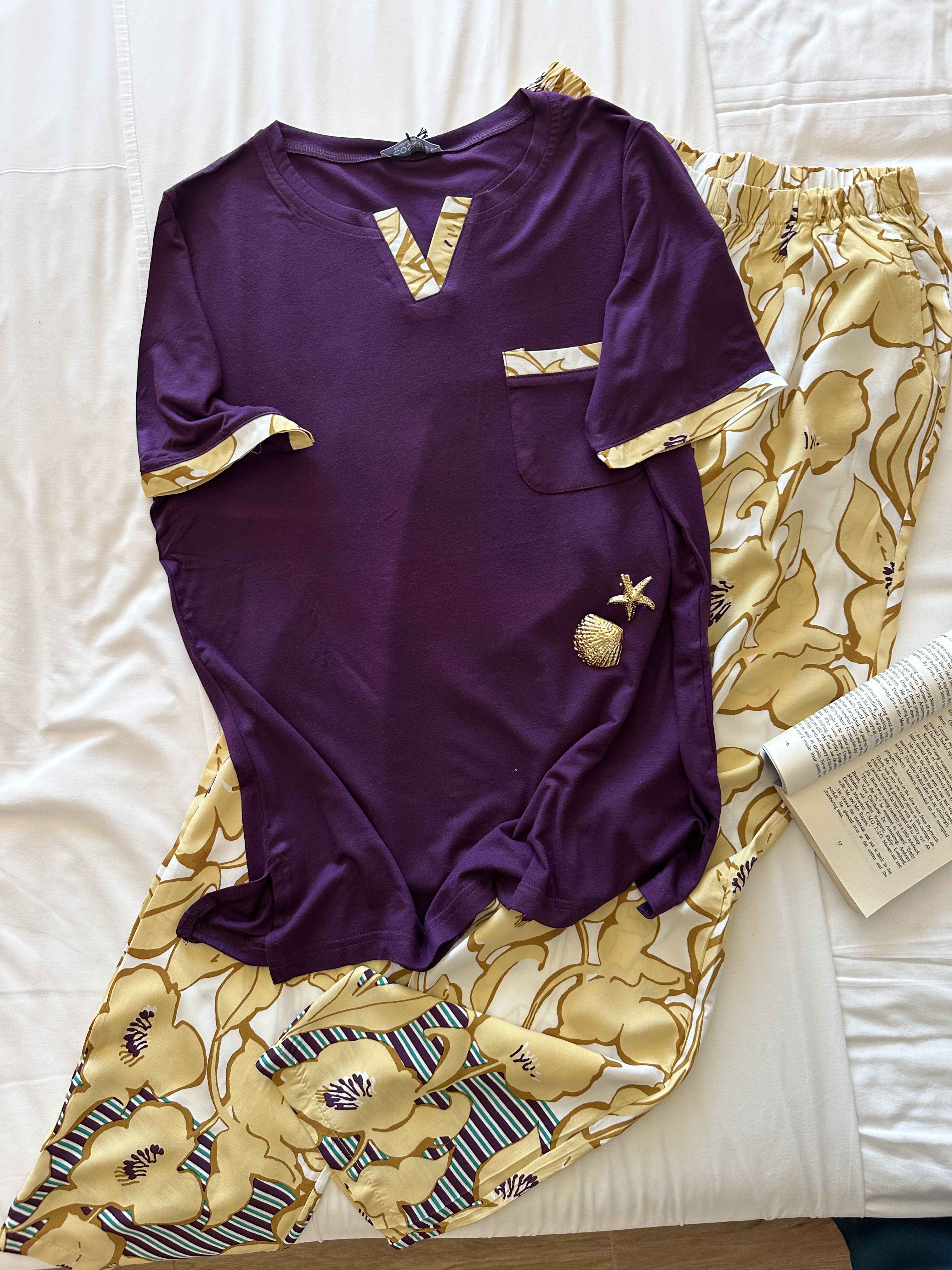 homewear cosku aubergine/jaune