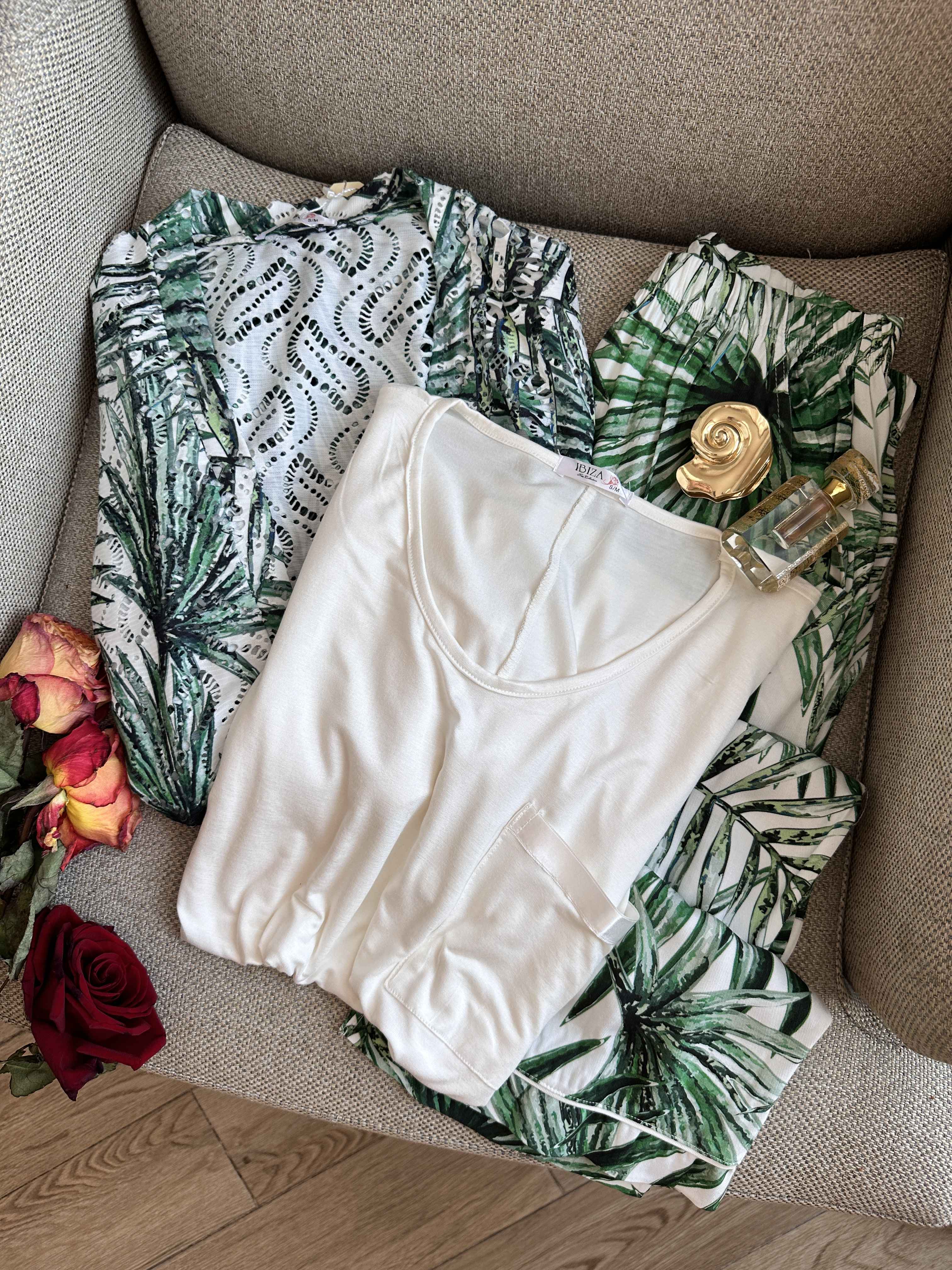 3pcs vert feuilles tropicales