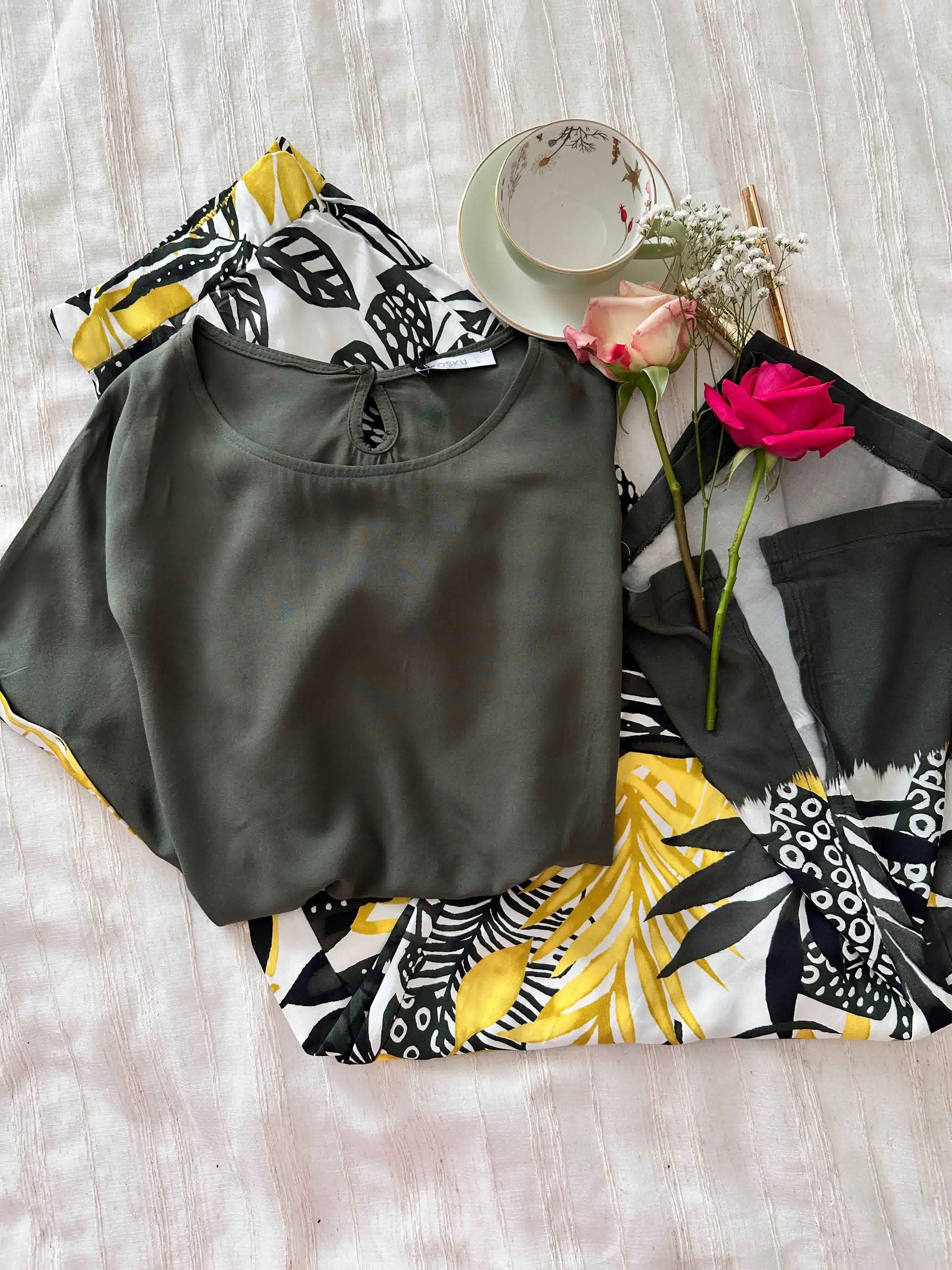 Homewear haut vert pantalon leafy 