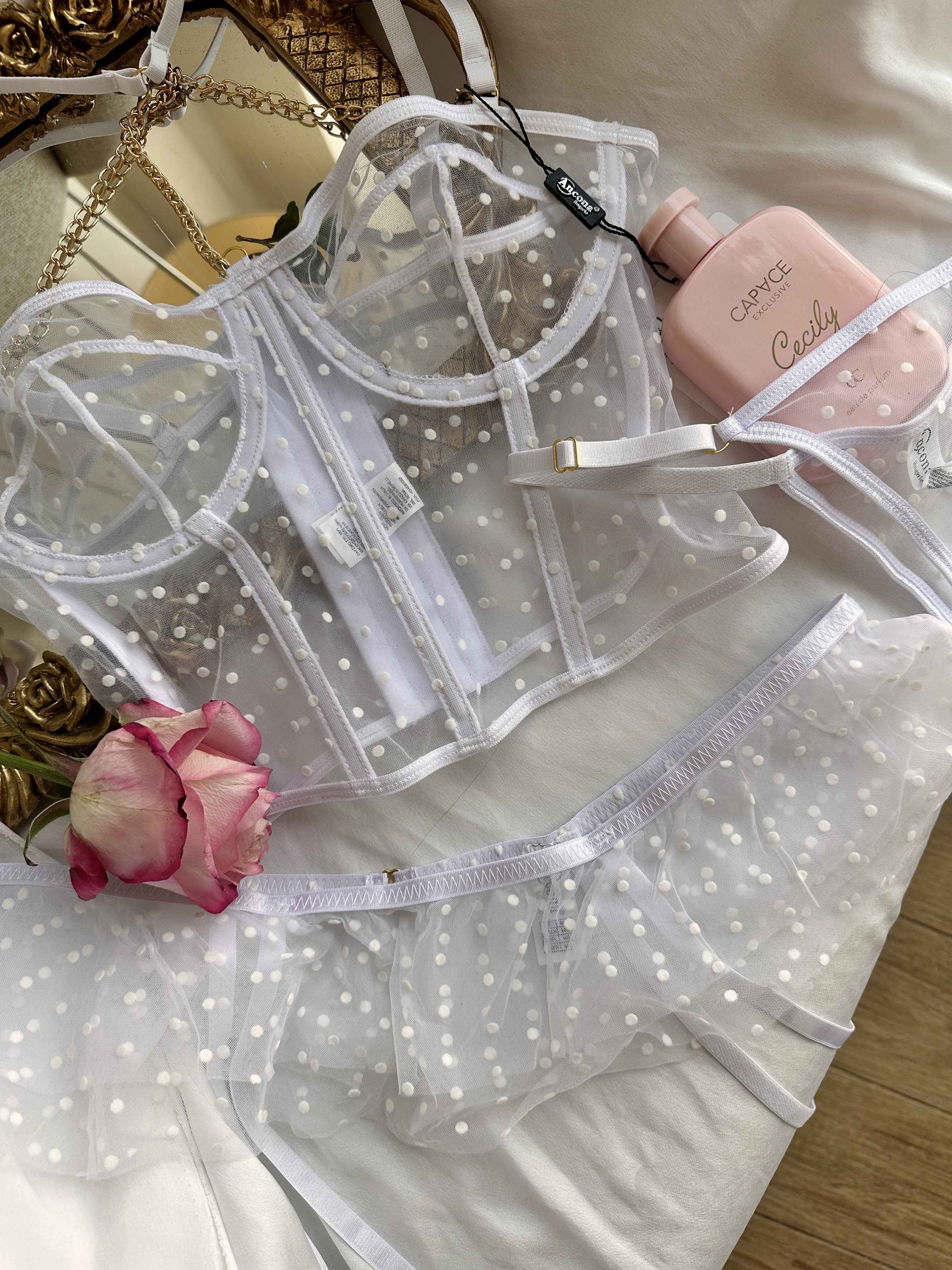 3pcs porte jartelle ancona corset 