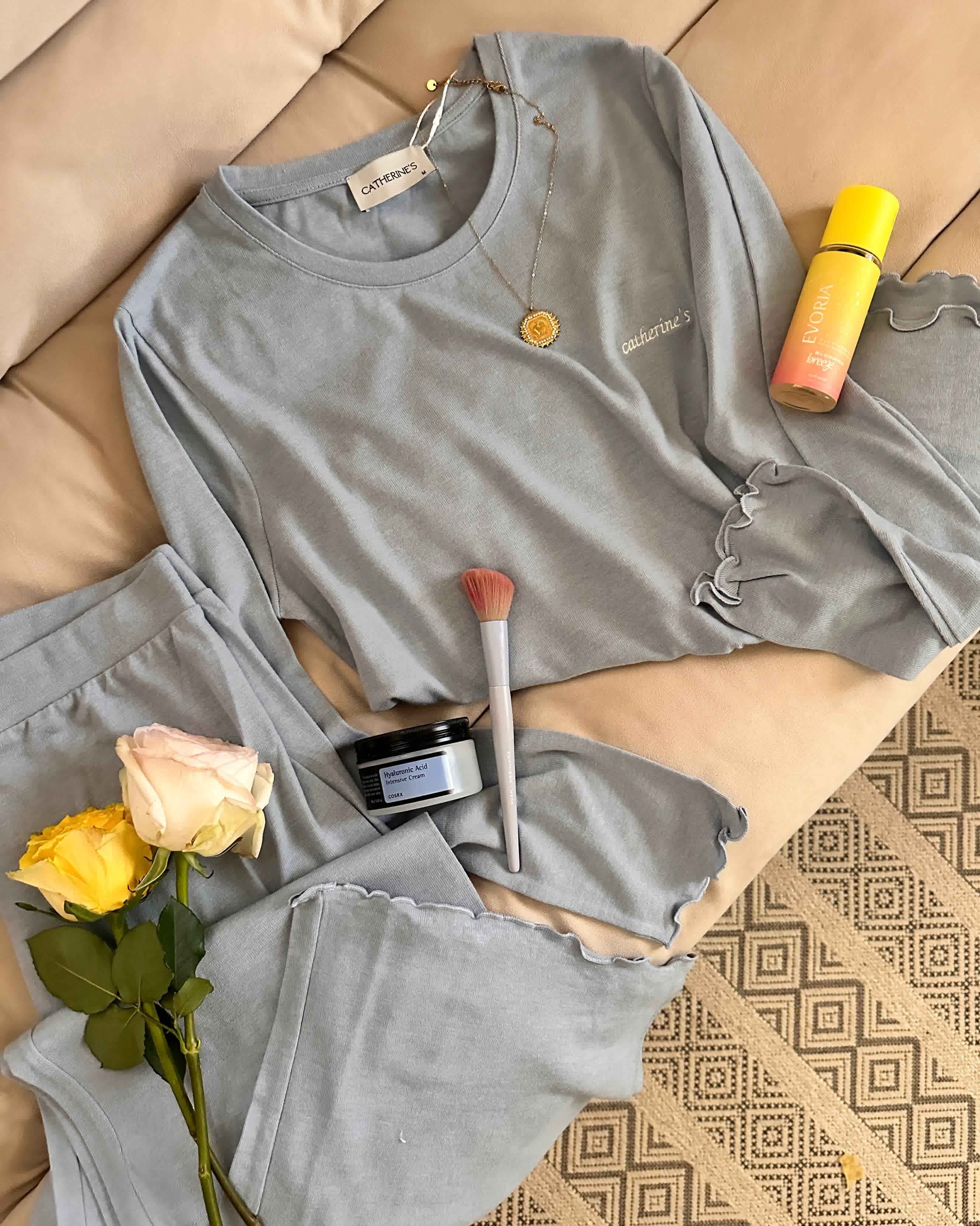 Pyjama Pantalon Catherienes bleu uni