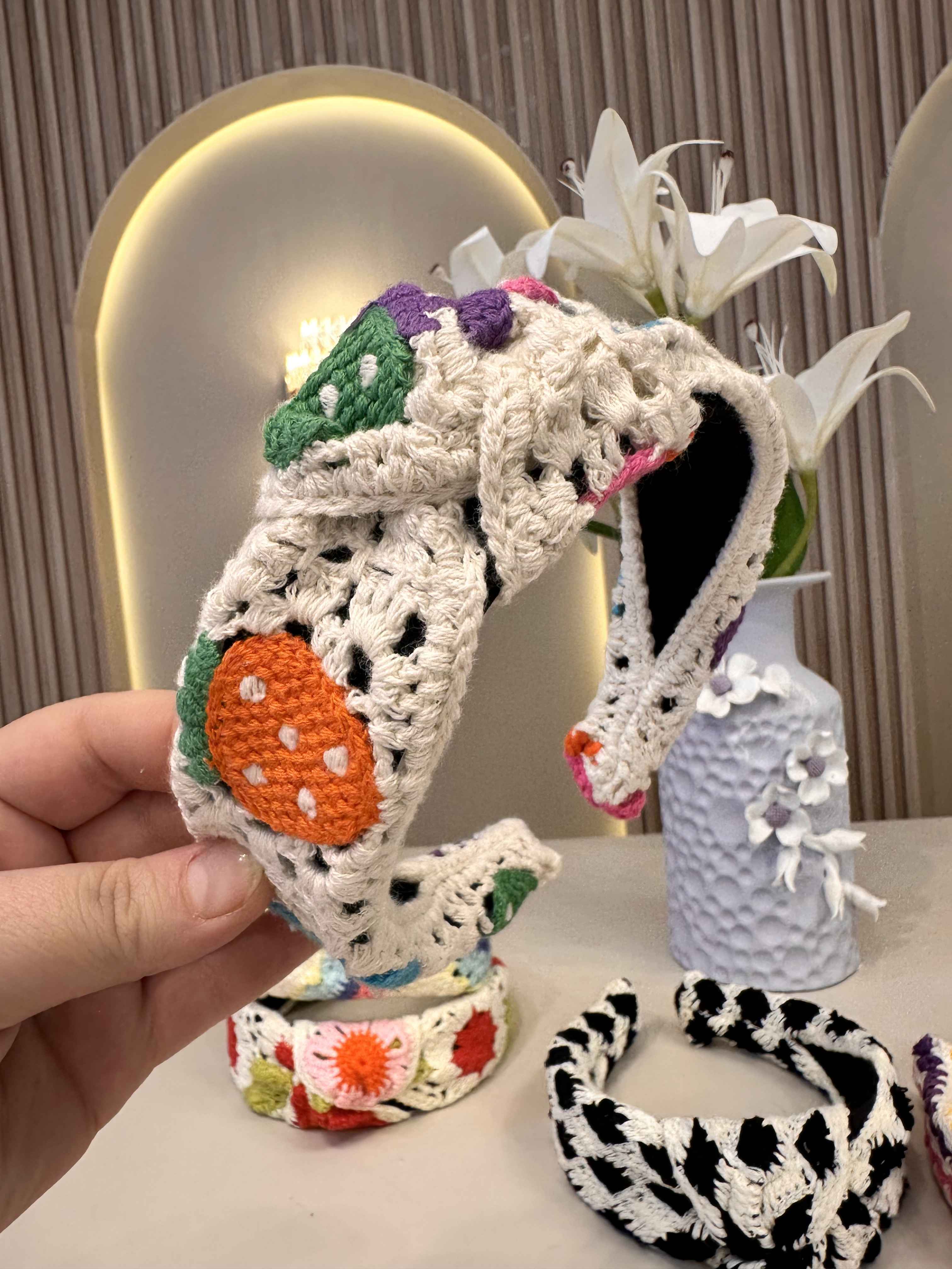 serre tete crochet coloré 