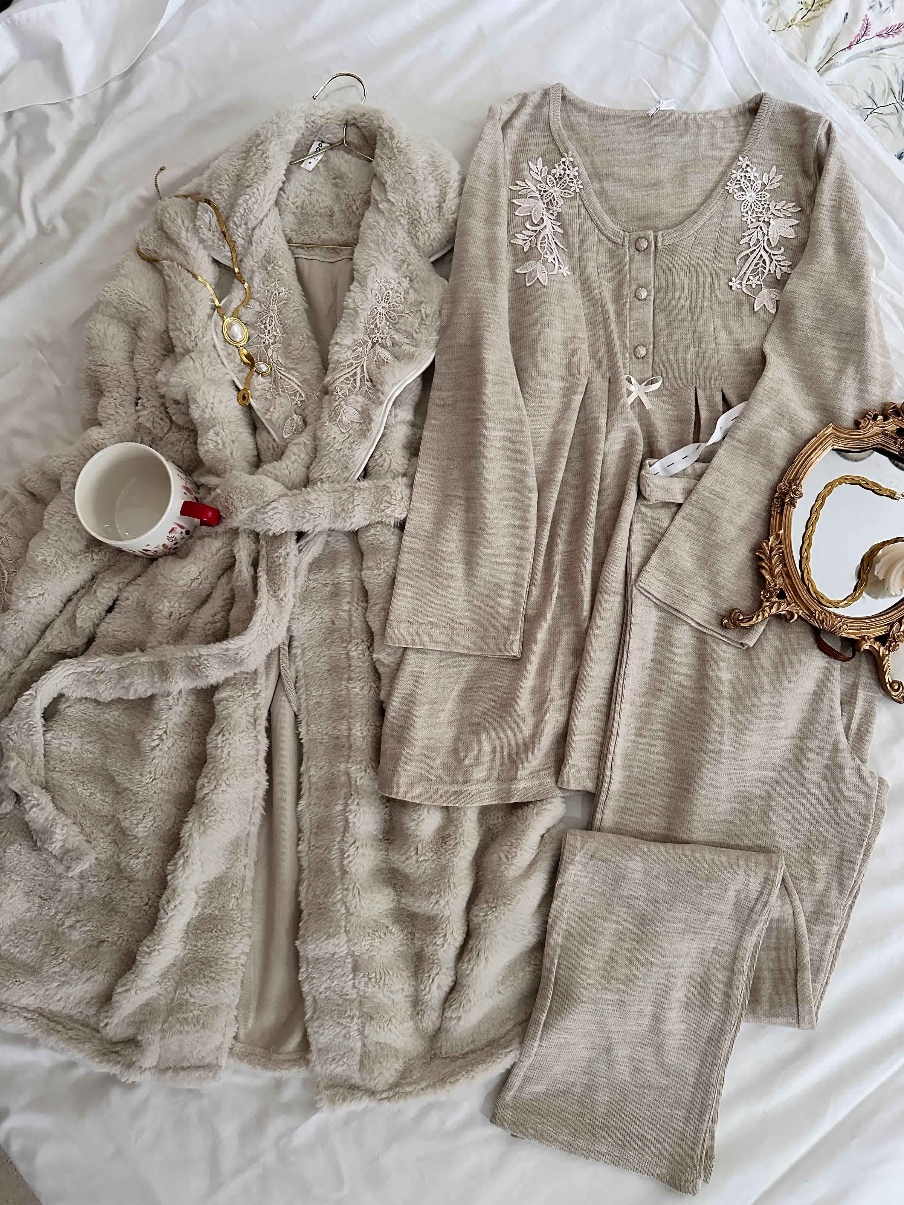 3pcs bone kimono polaire