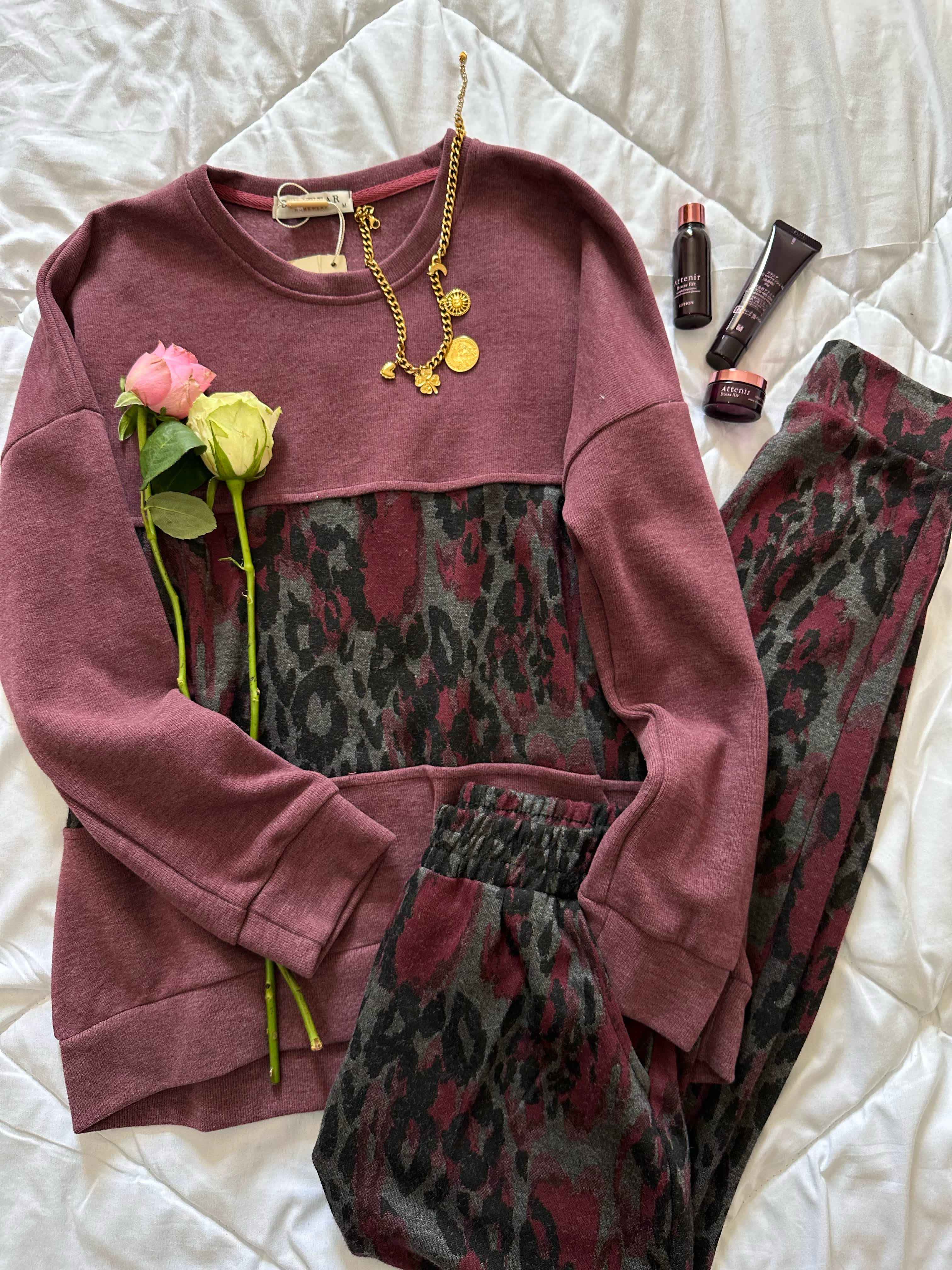 jogging leopard bordeau 