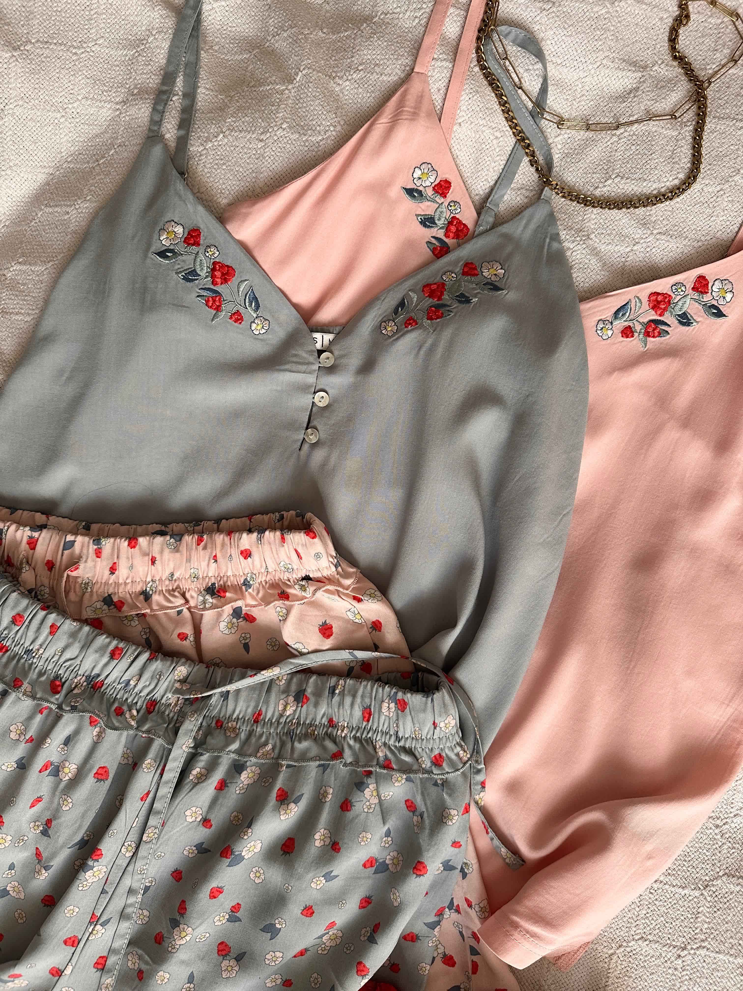 Pyjama short viscose fleurie 