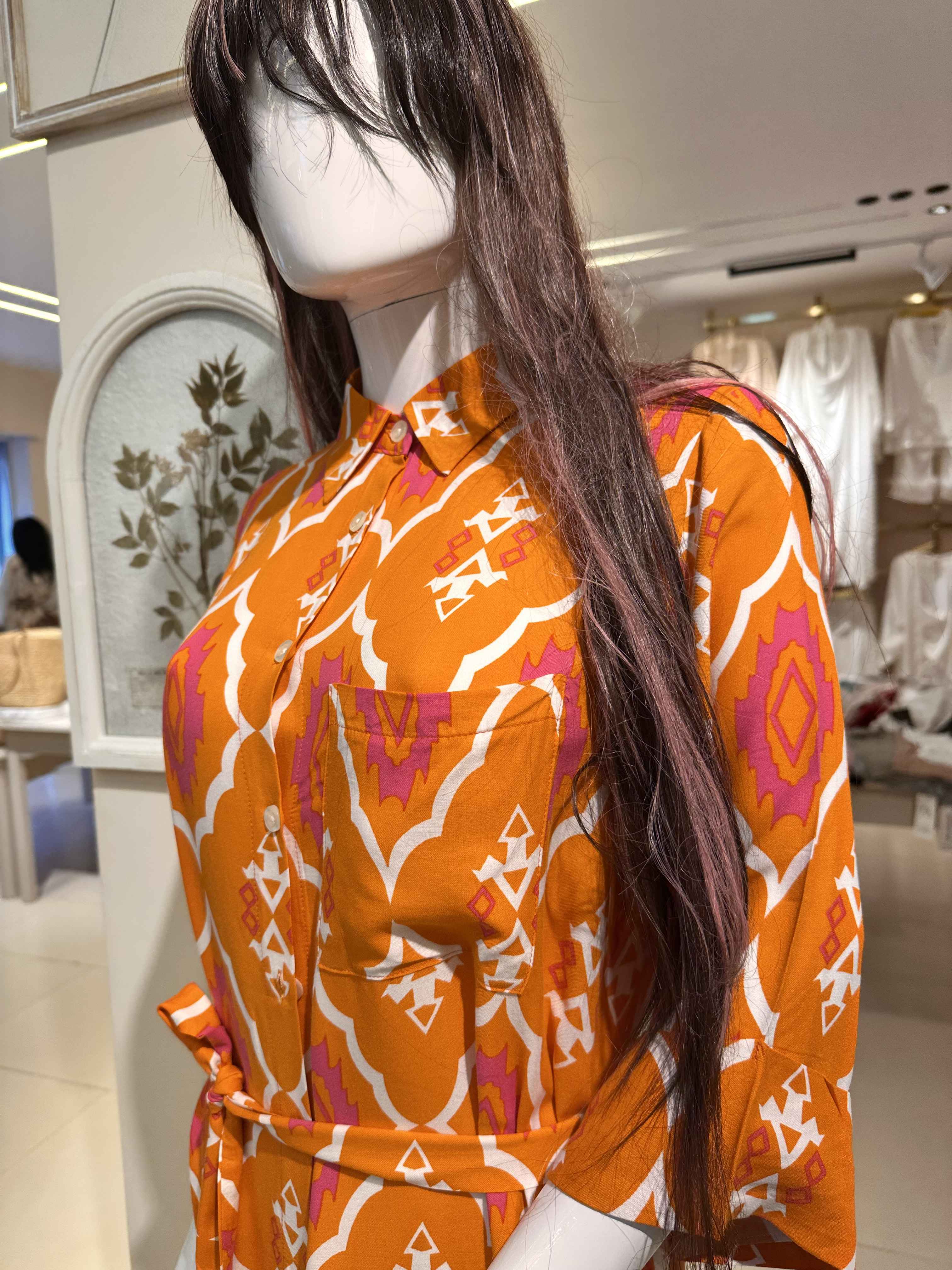 Robe orange Ibiza losange 