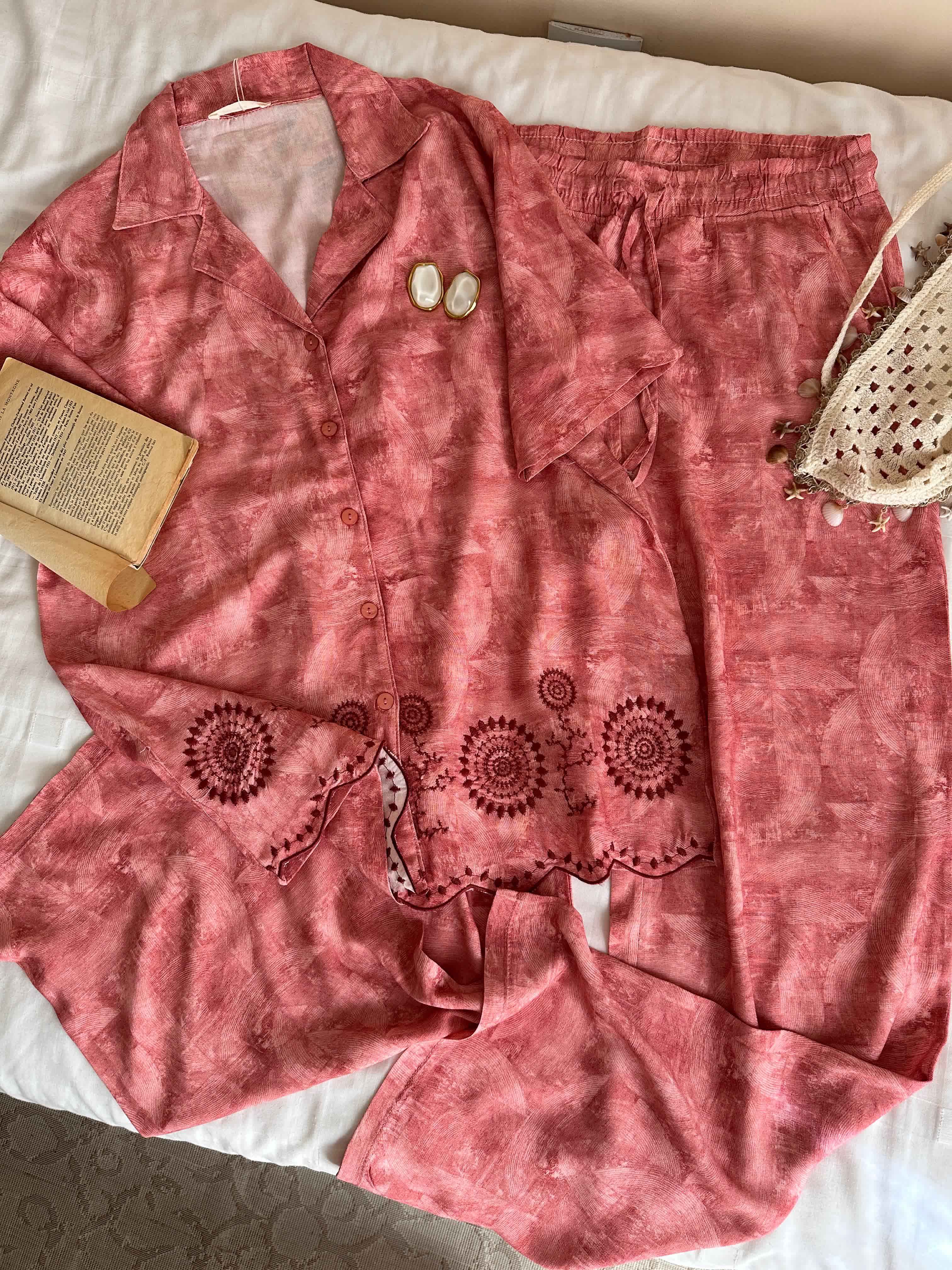 Homewear poleren robe broderie anglaise 