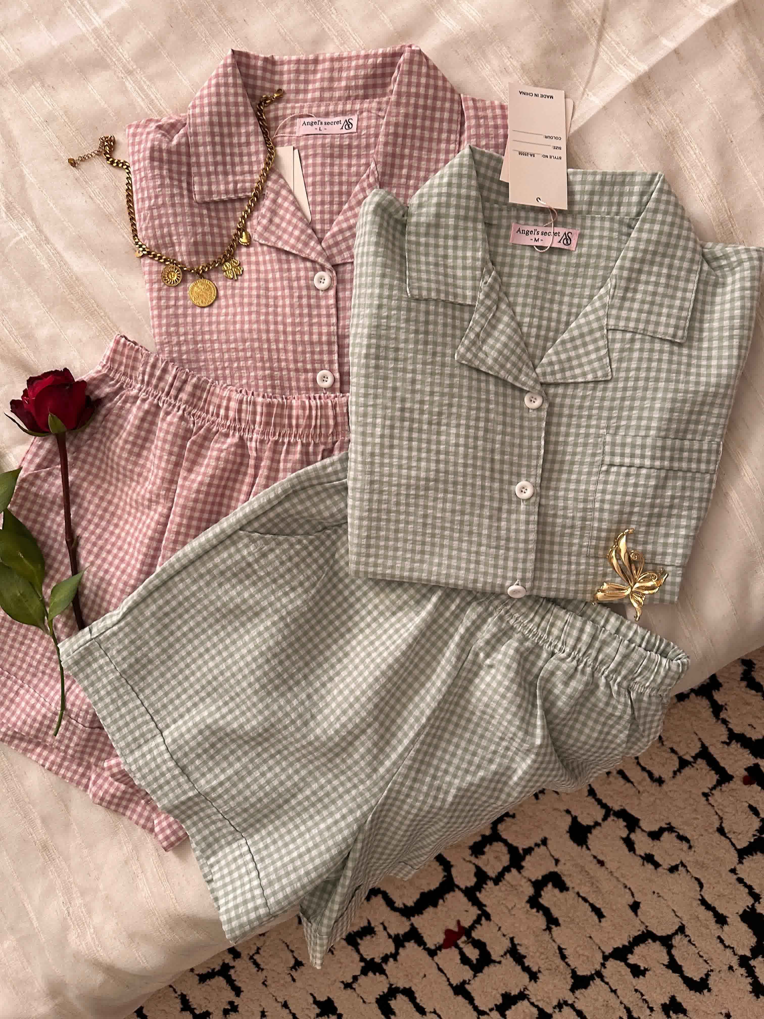 Pyjama Angel's Secret à carreaux short 