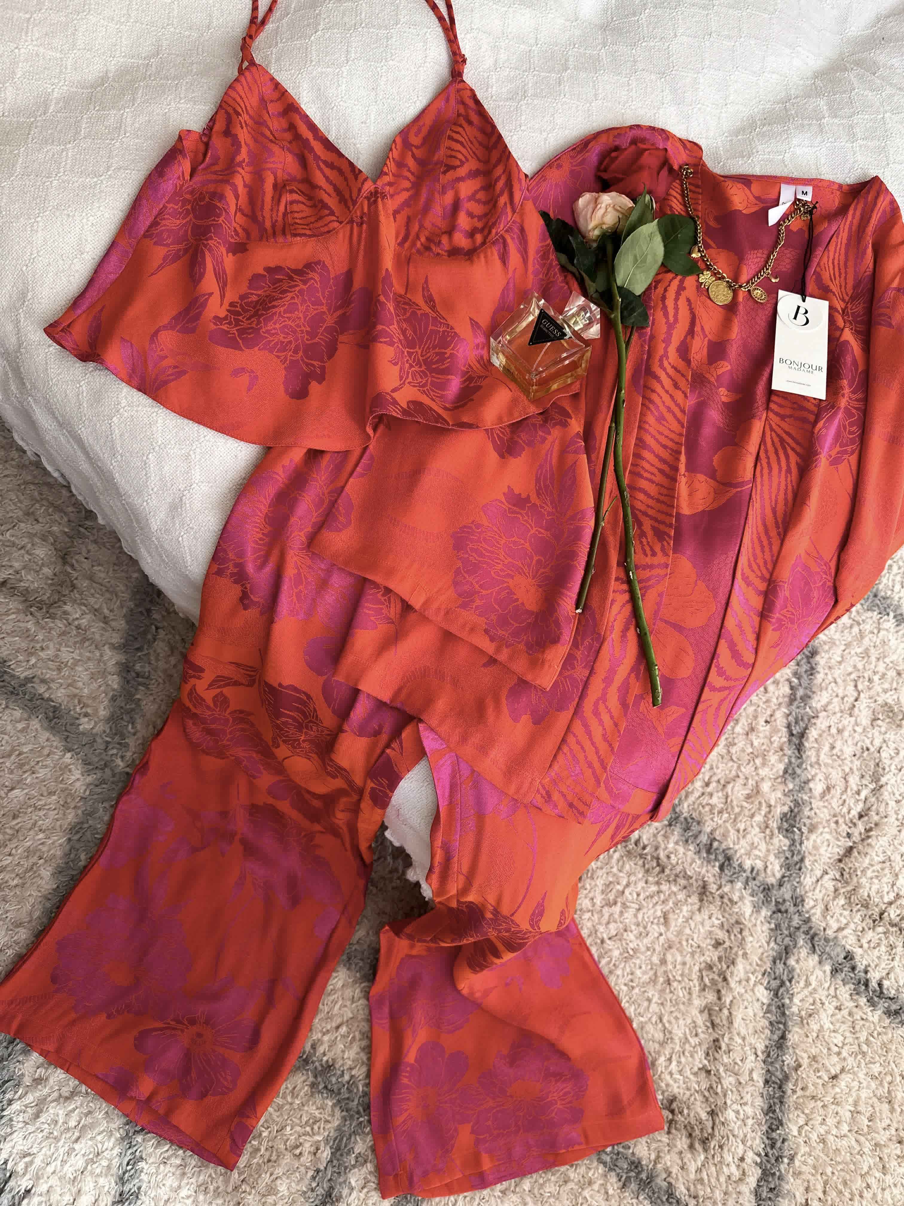 3pcs bonjour orange/rose 