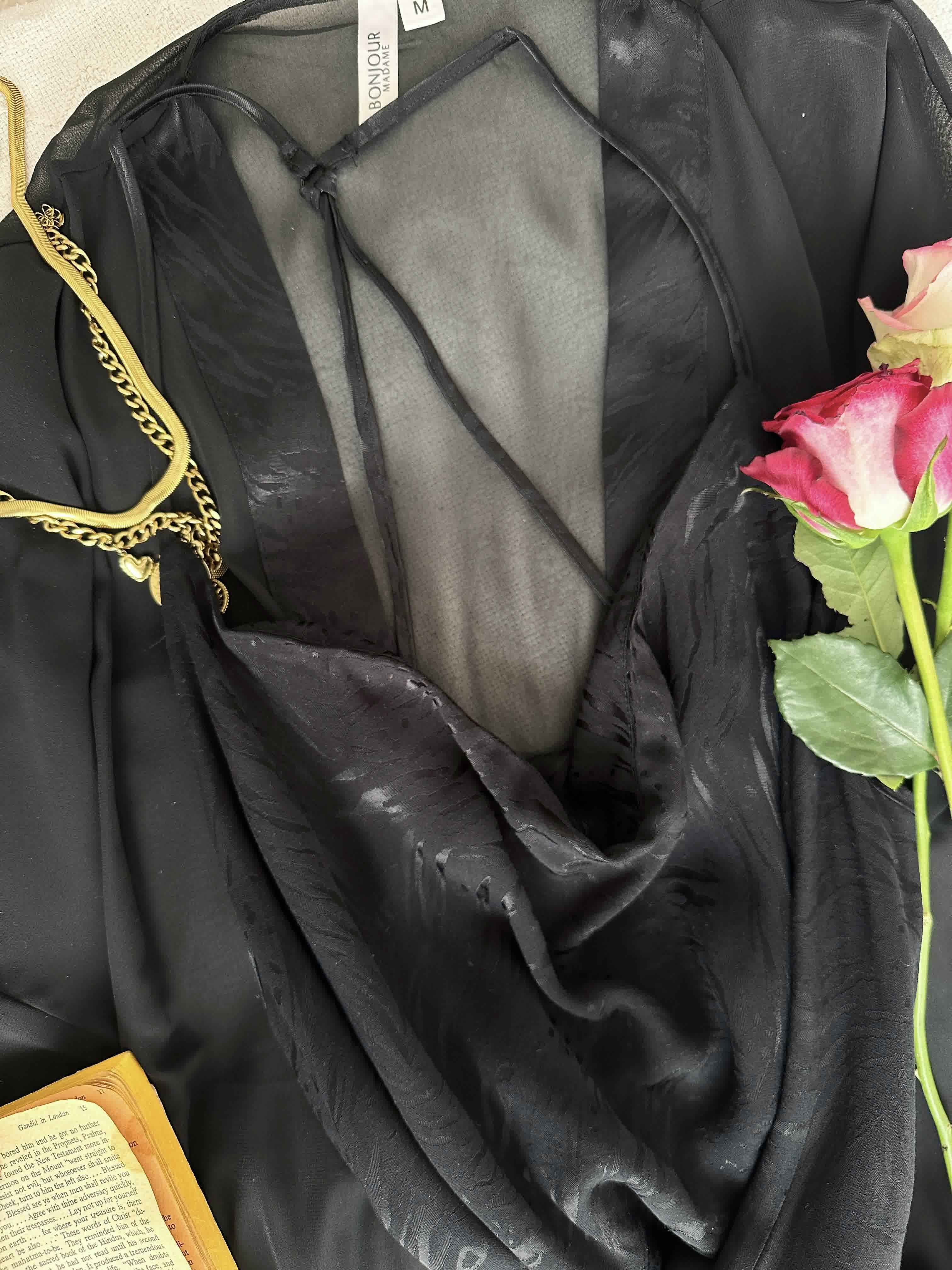 Déshabille bonjour longue noir et beige 