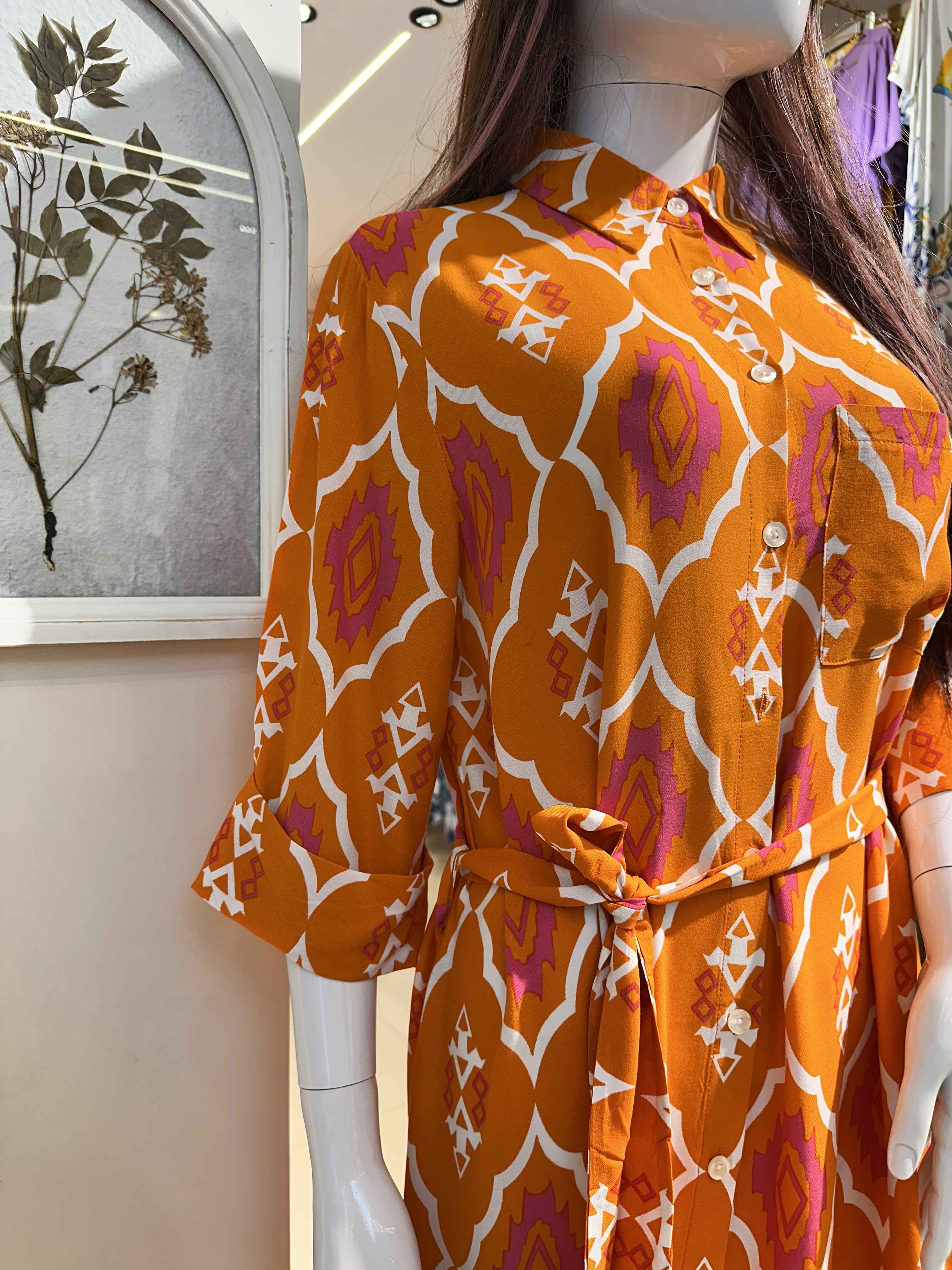 Robe orange Ibiza losange 