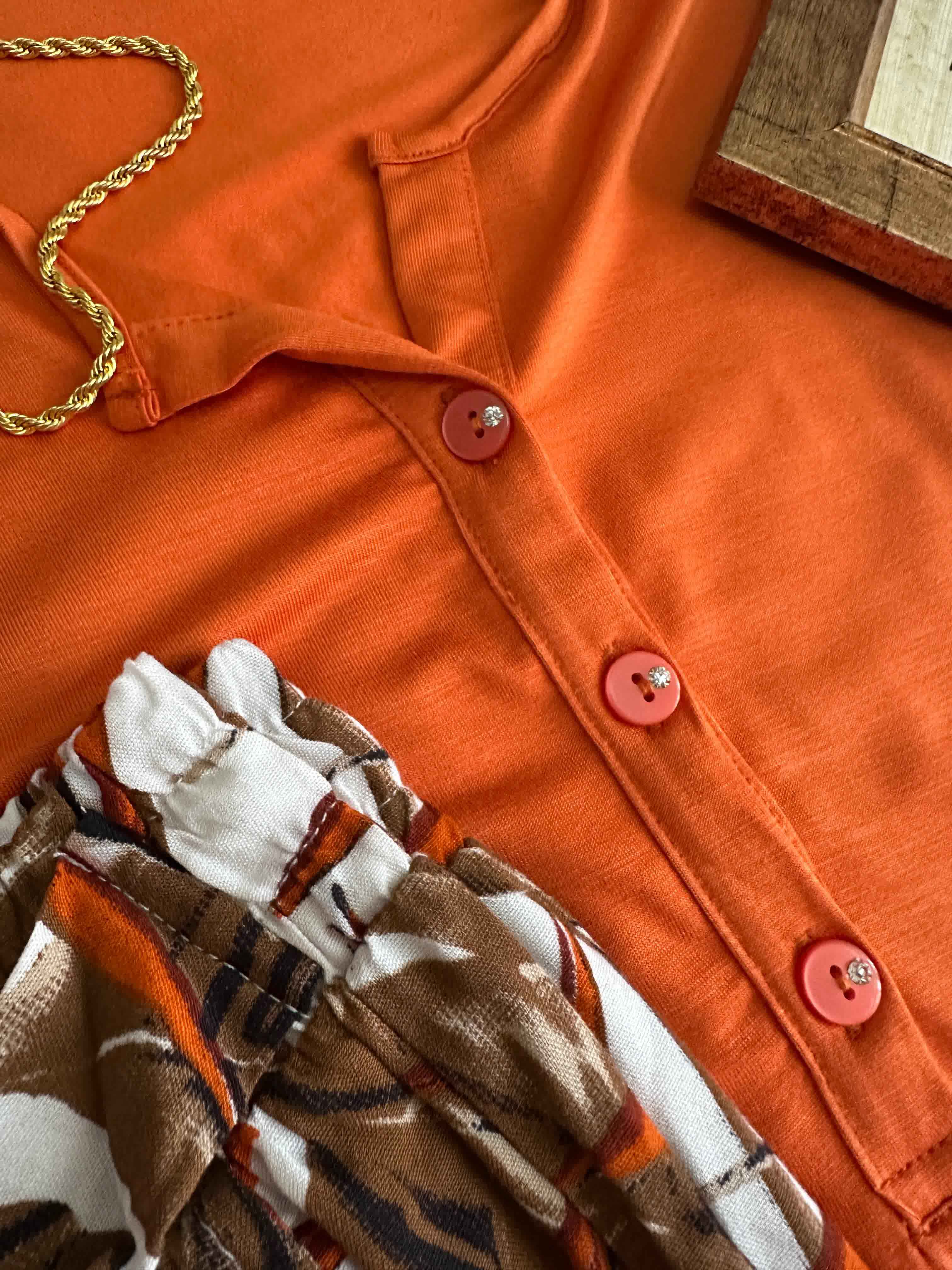 Homewear Ibiza orange boutons perle 