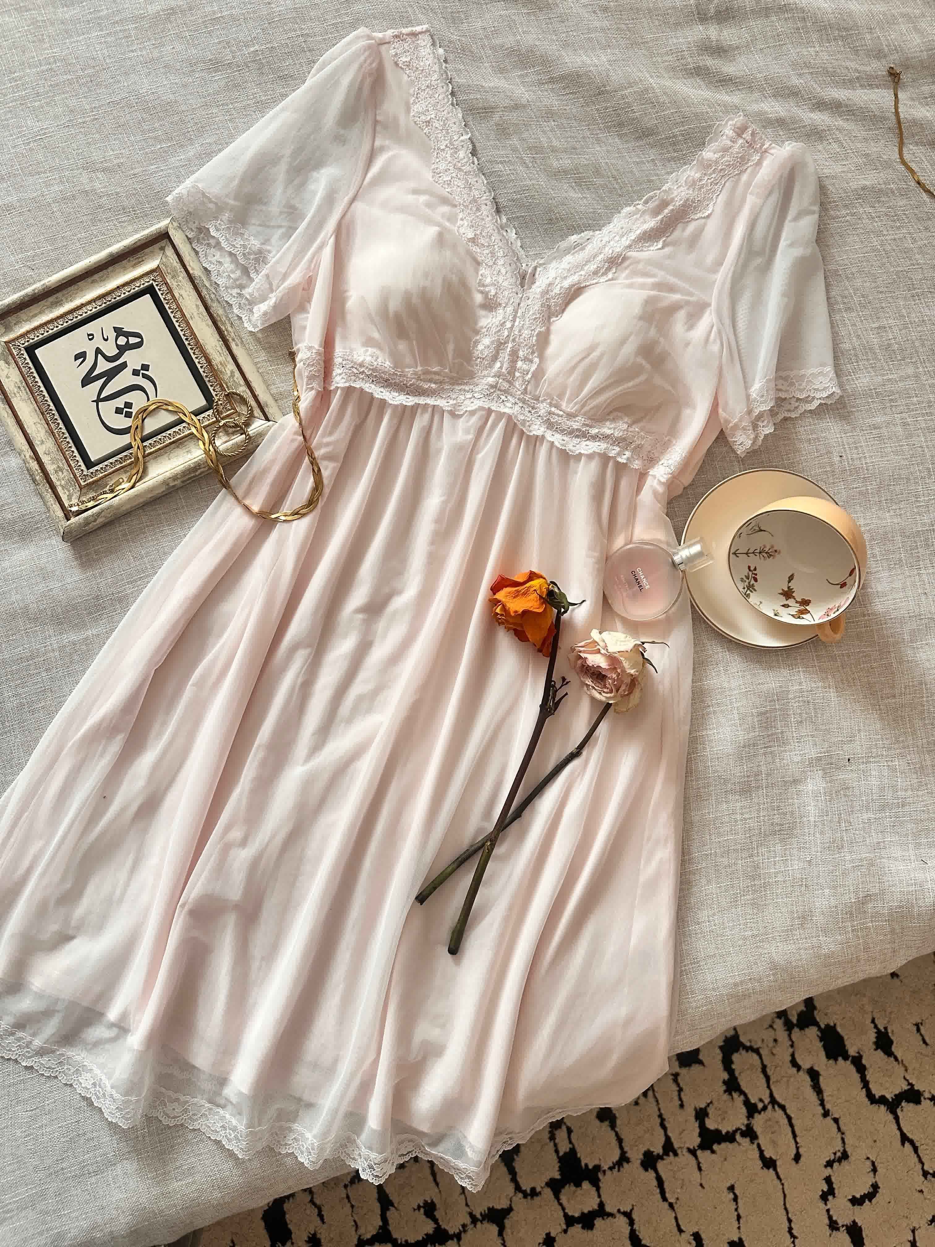 Robe vintage demi manche tul 