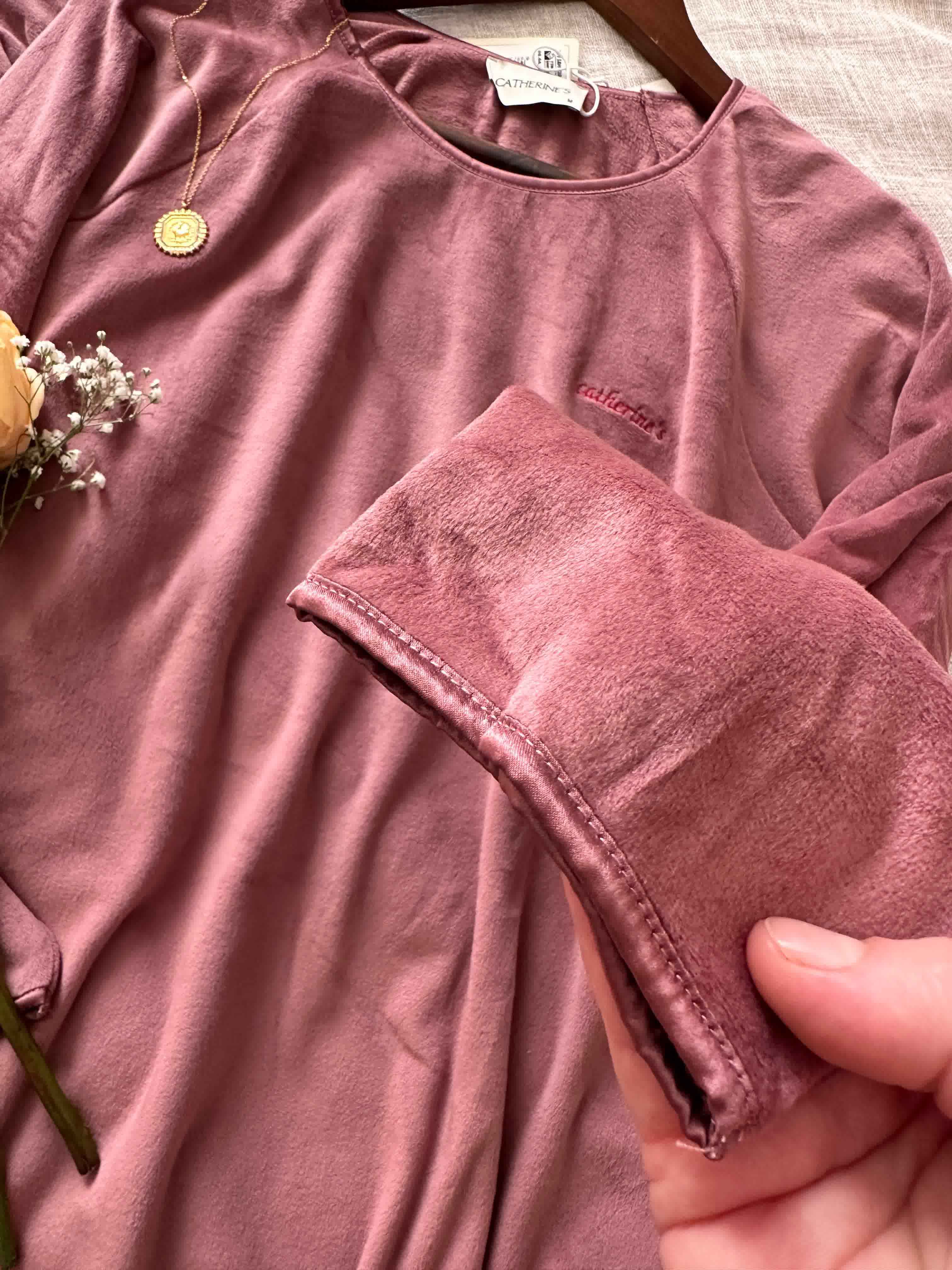 Pyjama velour Catherienes rose foncé 