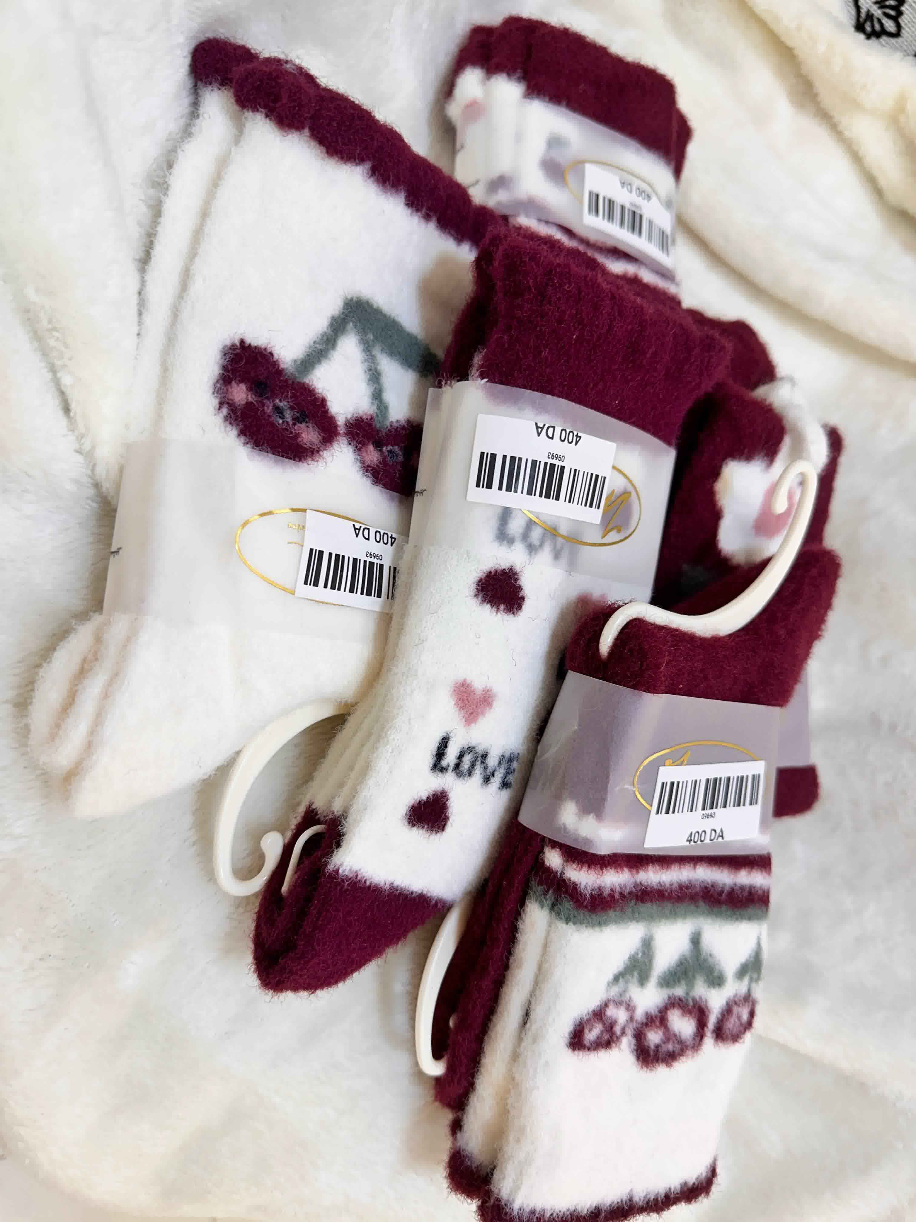 Chaussettes fluffy burgundy 