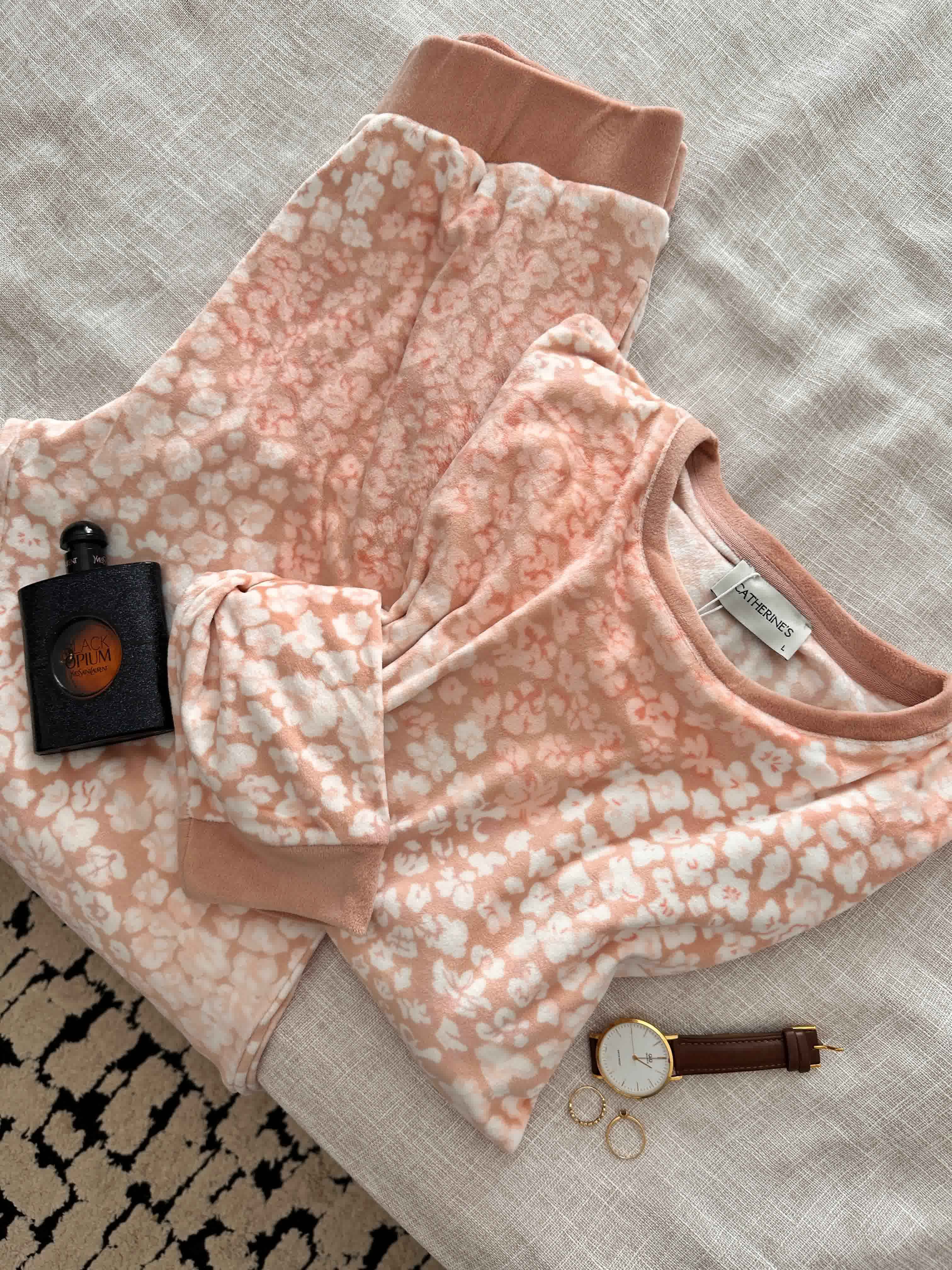 Homewear Penyemood velour rose fleuri 