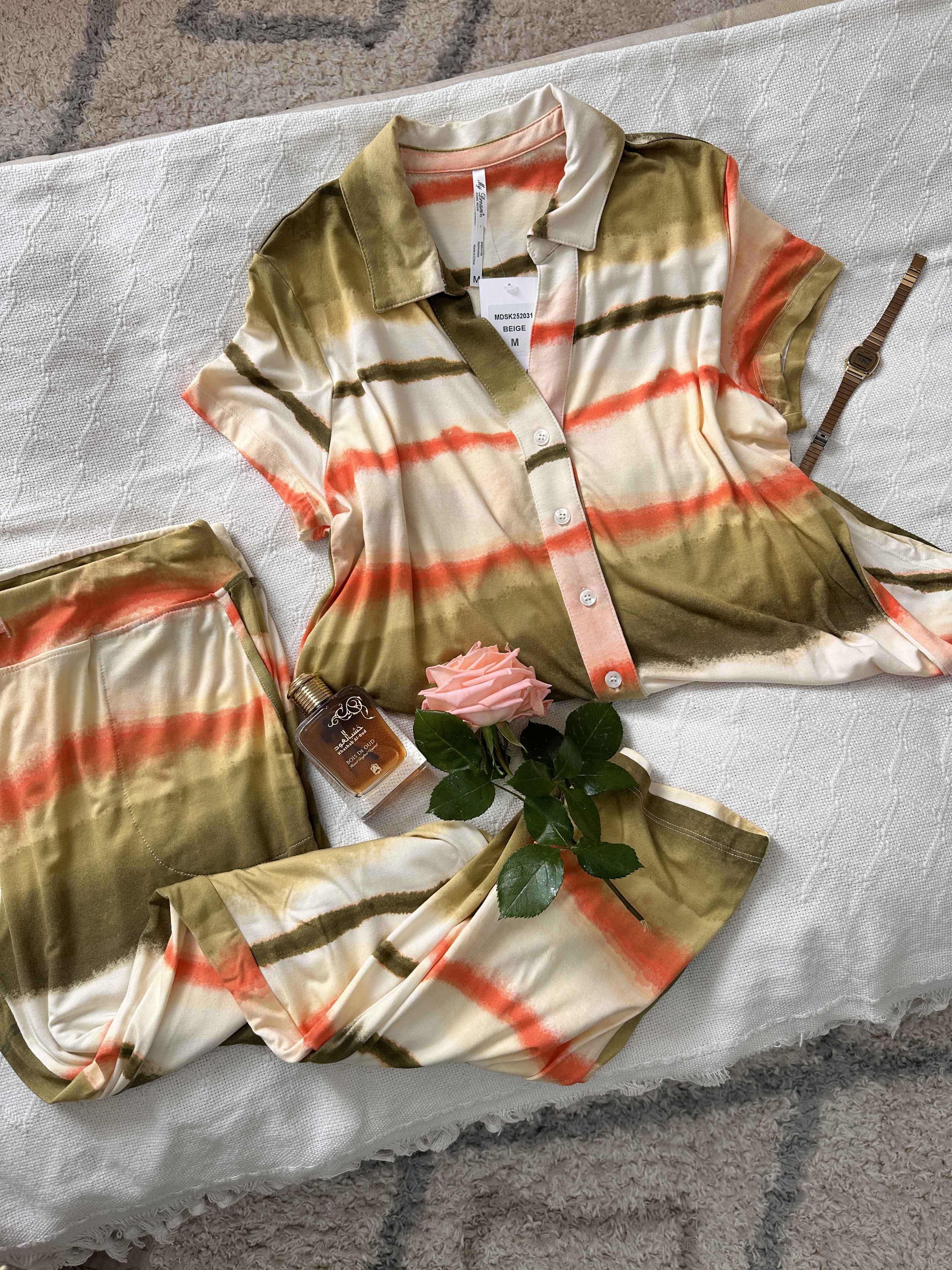 pyjama rayonné vert bouton 