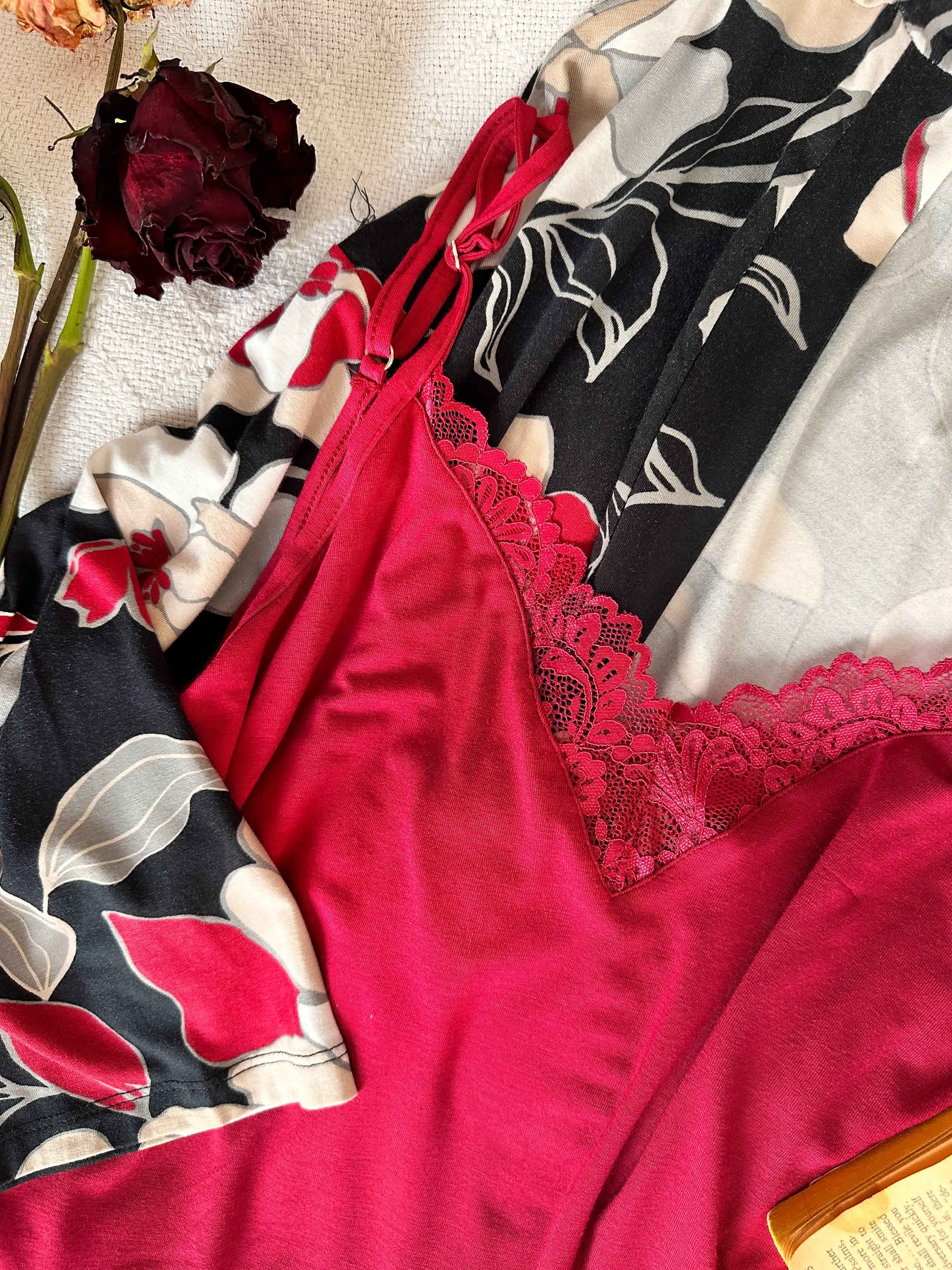 Deshabillé Md Rouge/noir 