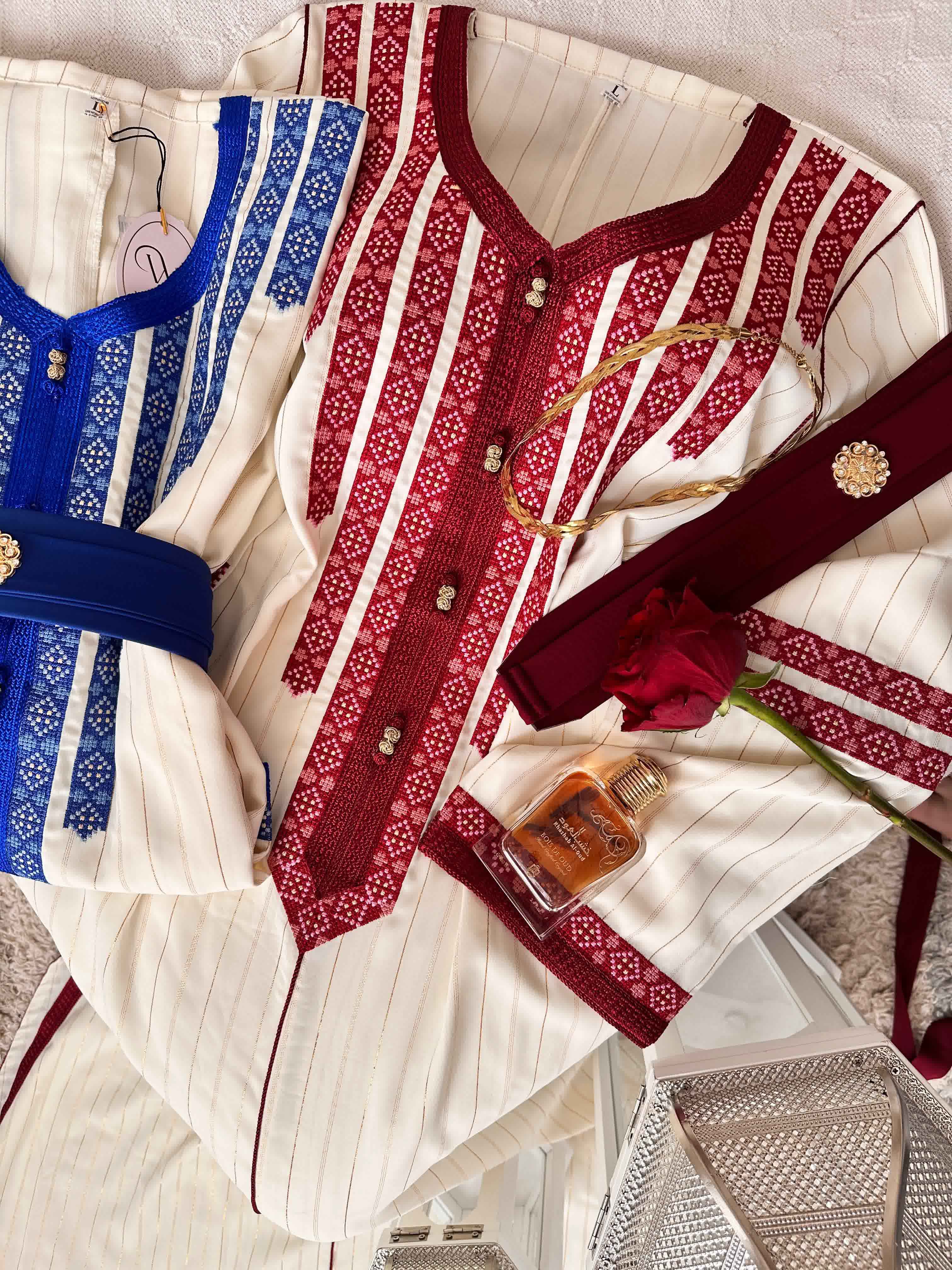 Caftan broderie palestinienne point de croix 