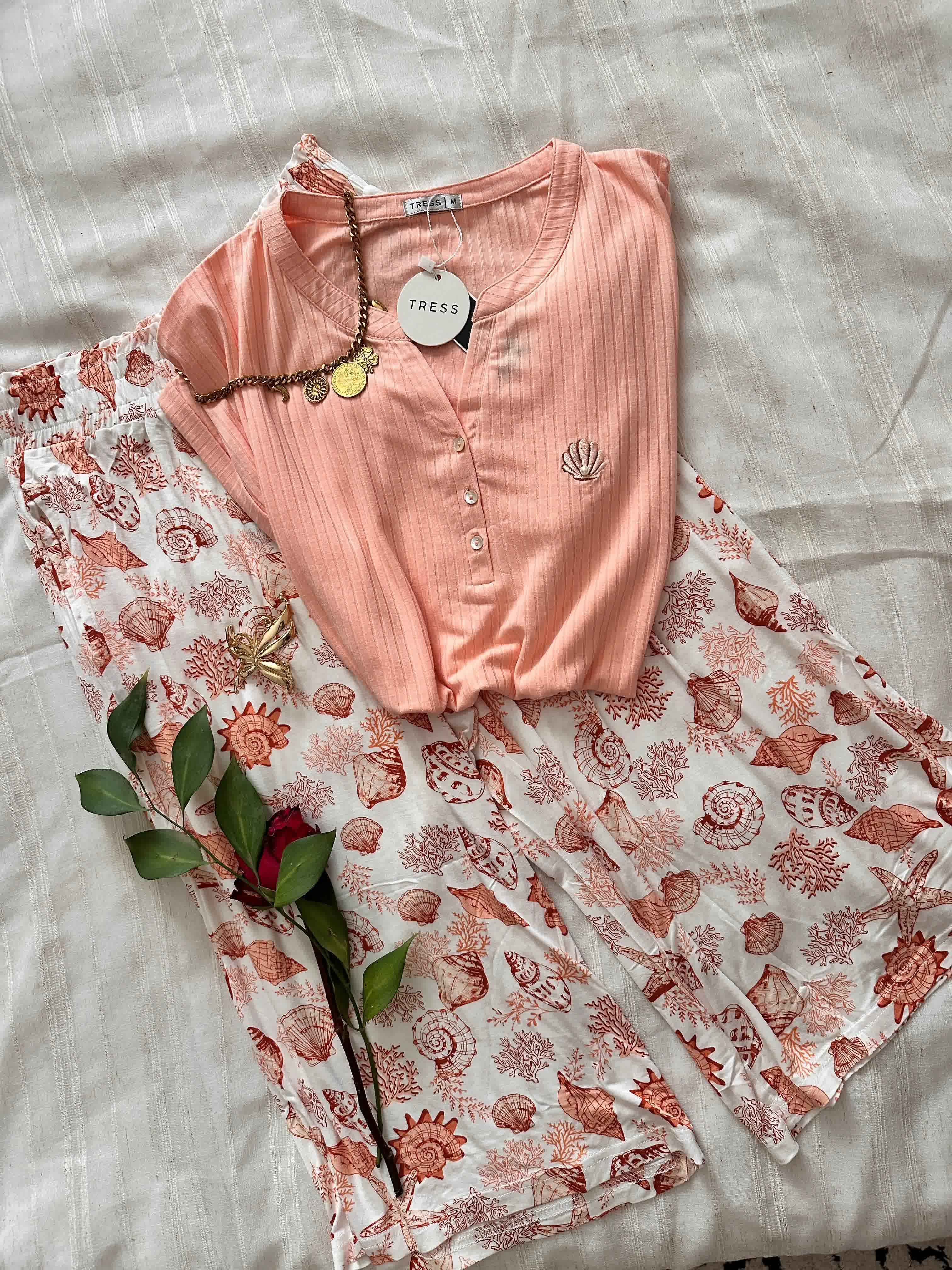 Pyjama pantacourt coquillage 