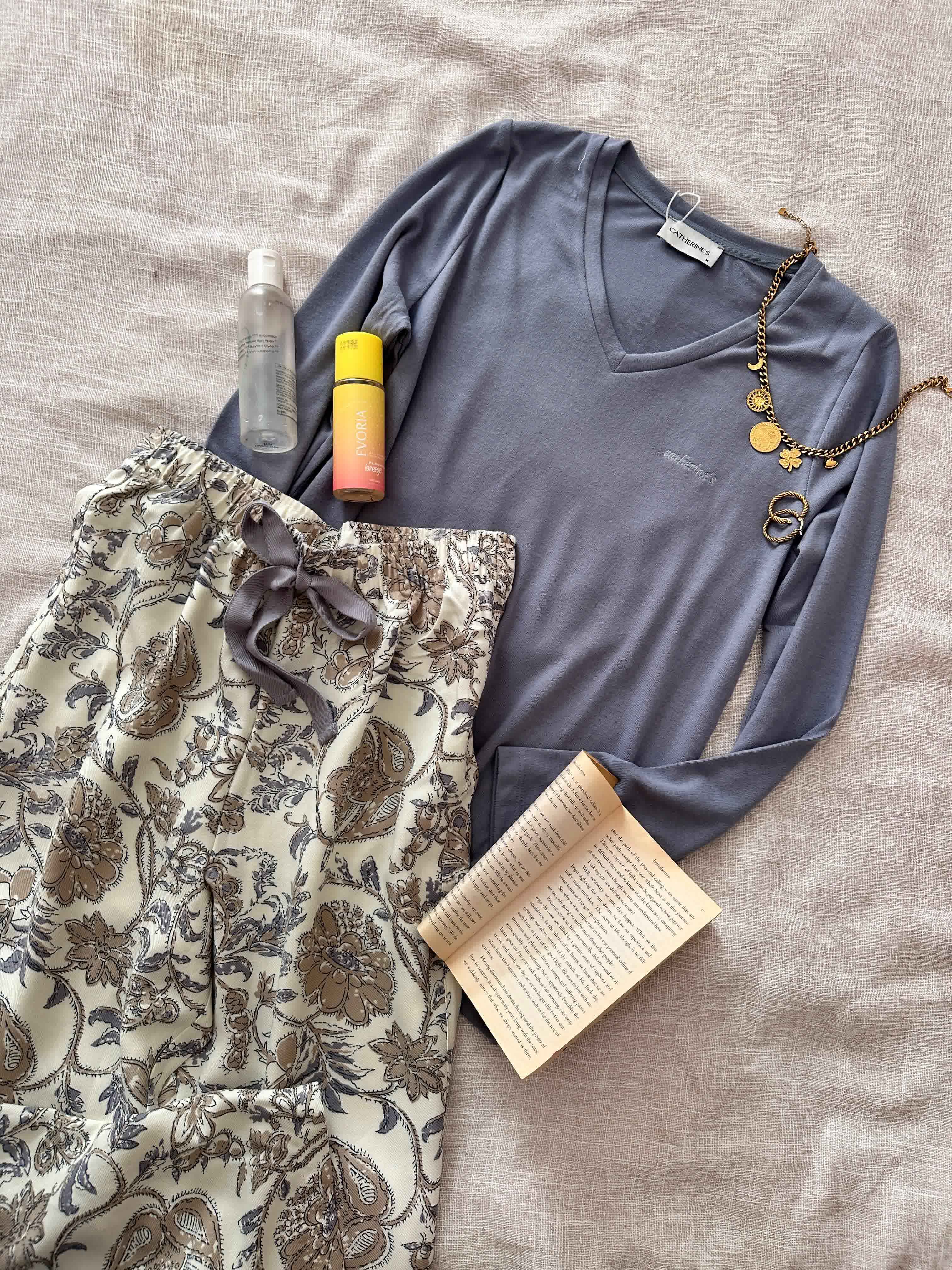 Pyjama catherine s gris pantalon blanc 