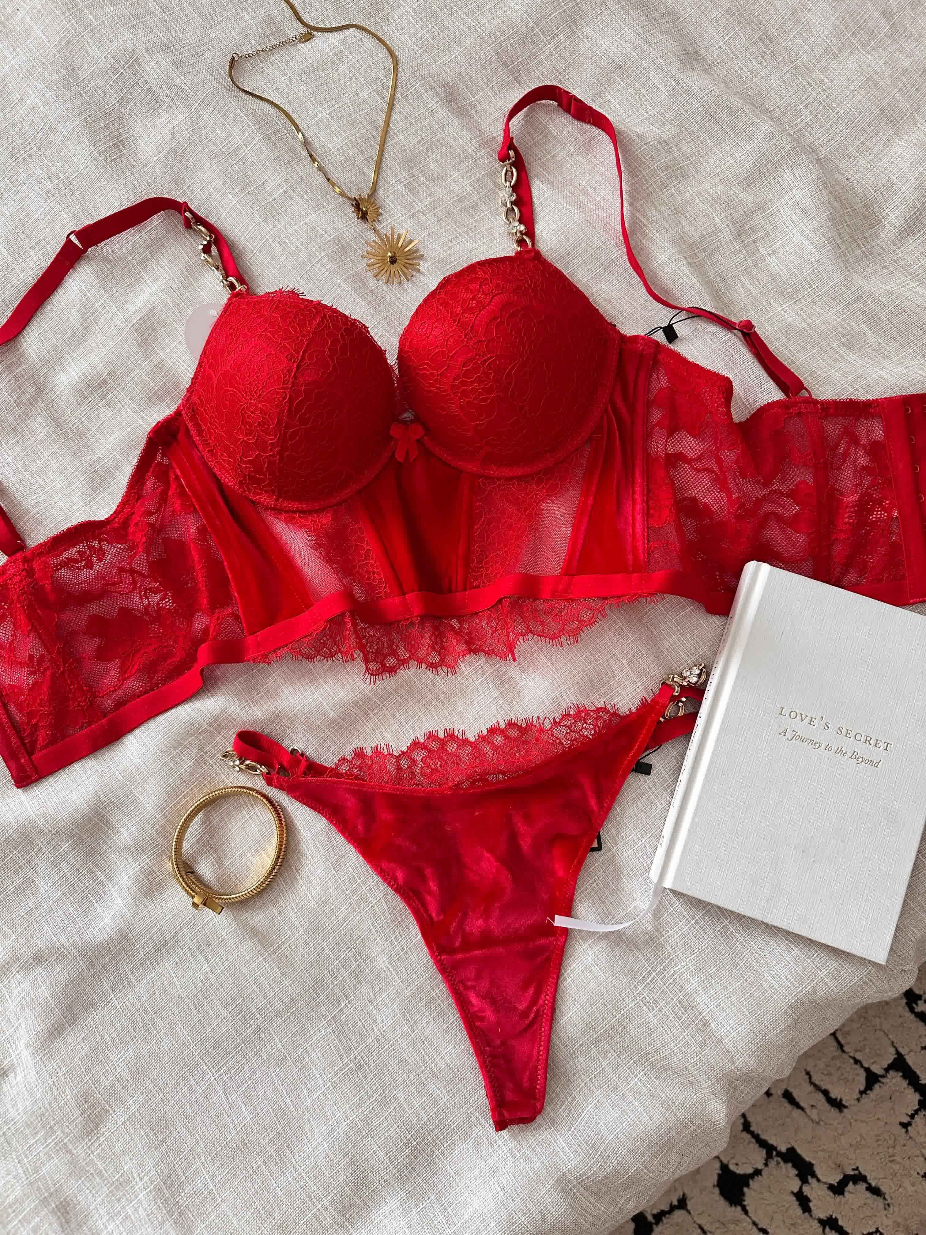 Lingerie 2pcs corset H velour