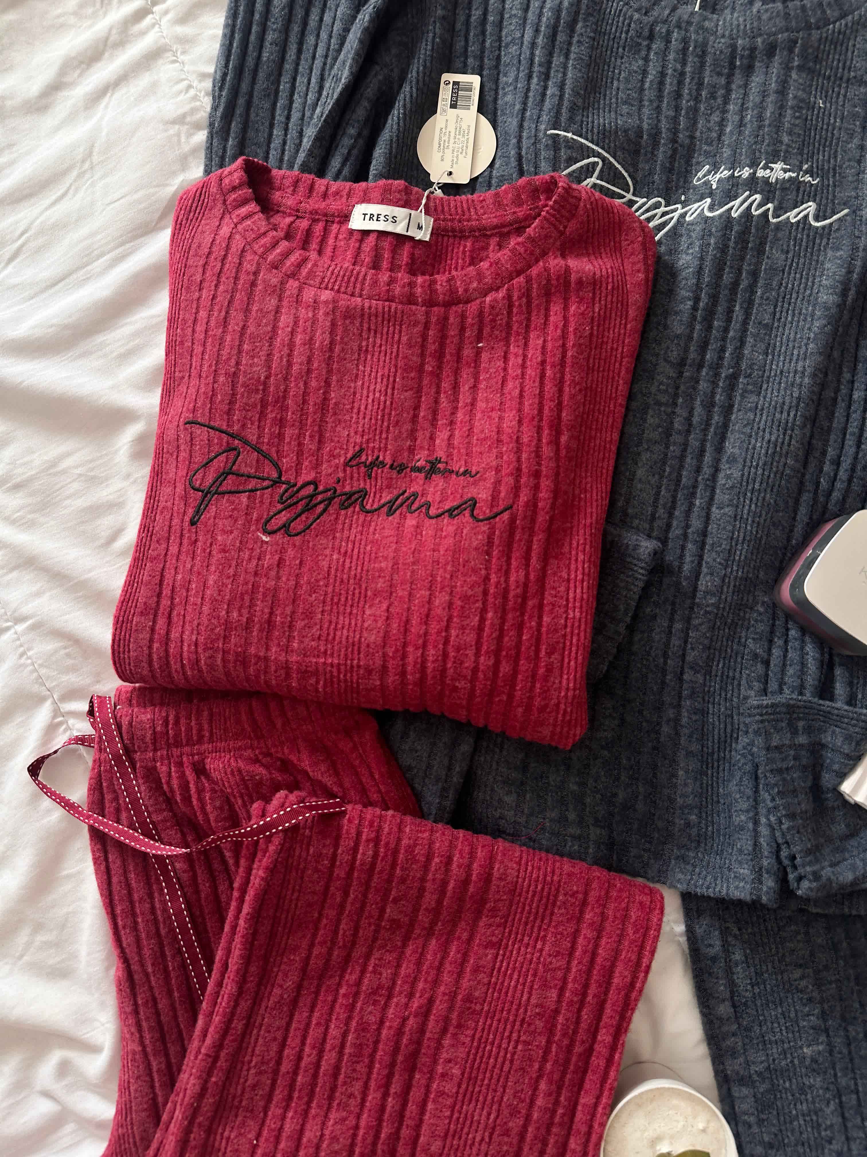 Pyjama tress needle rib gris/greunat 