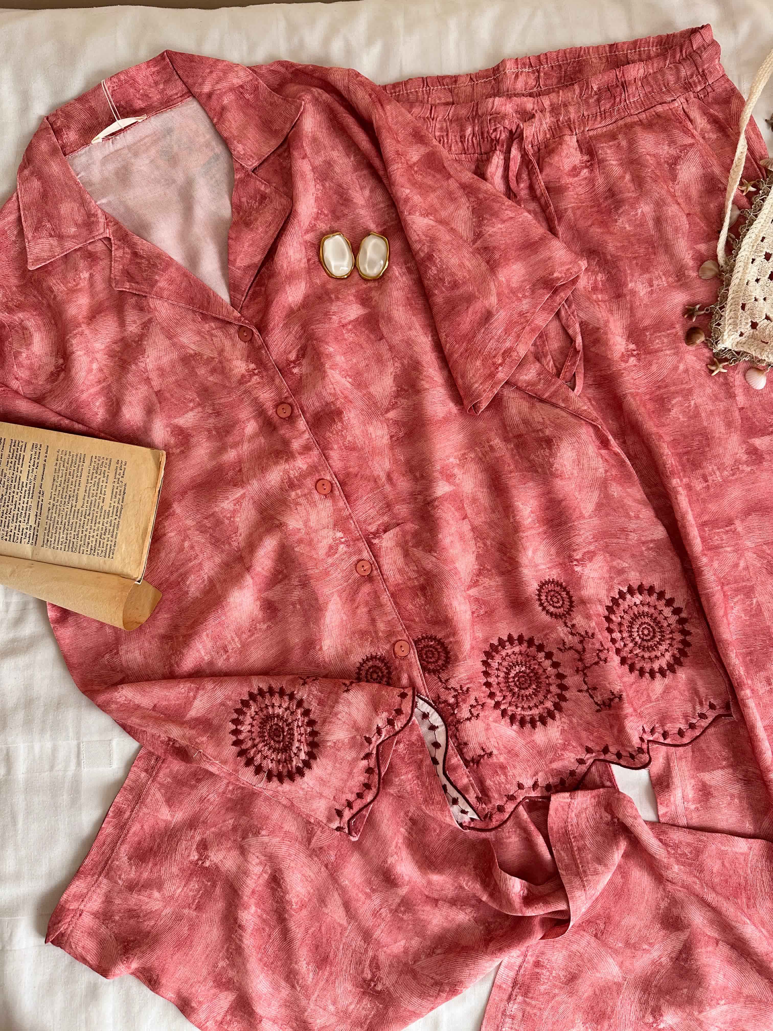 Homewear poleren robe broderie anglaise 