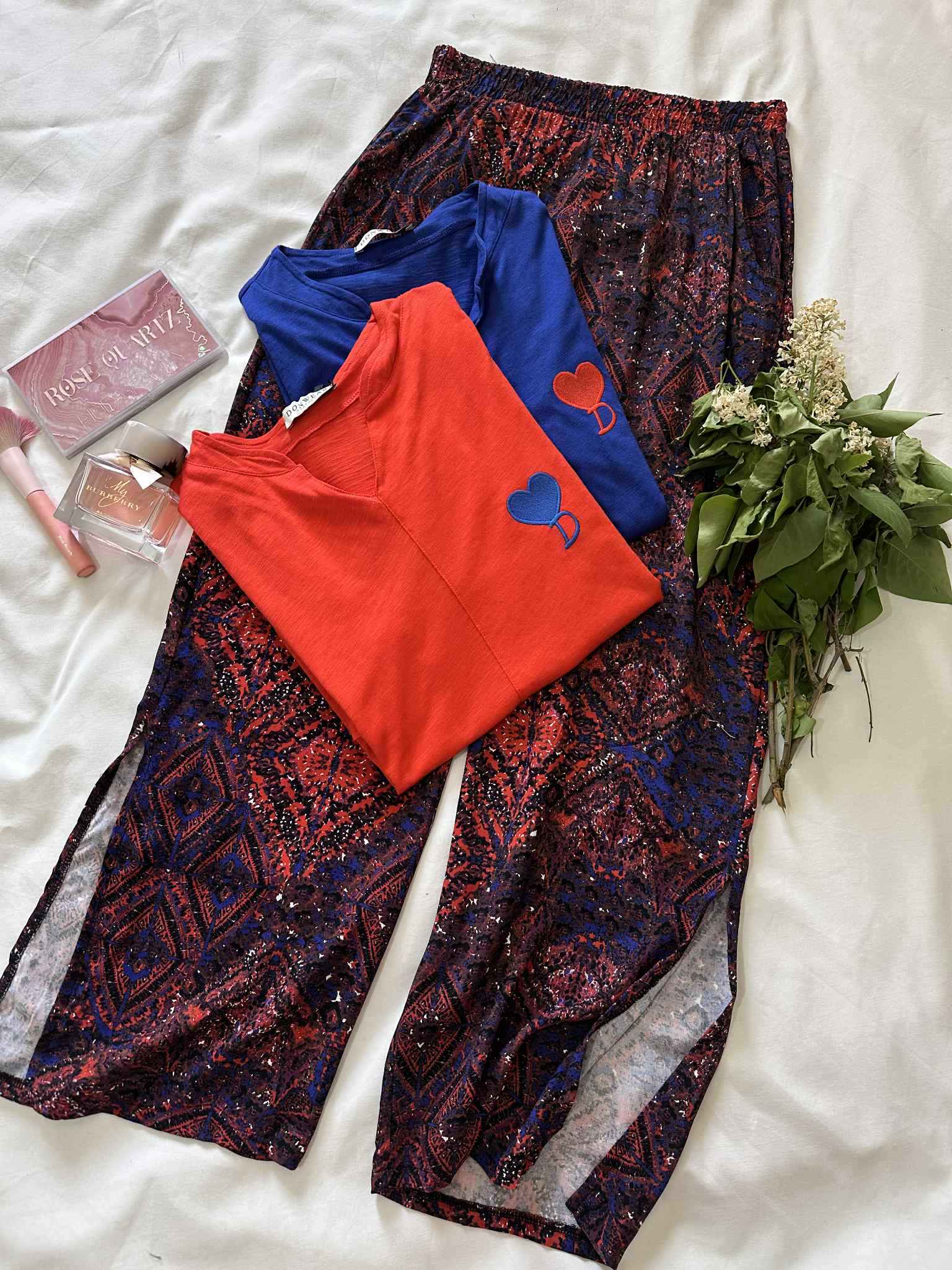 homewear polerene coton haut rouge*bleu