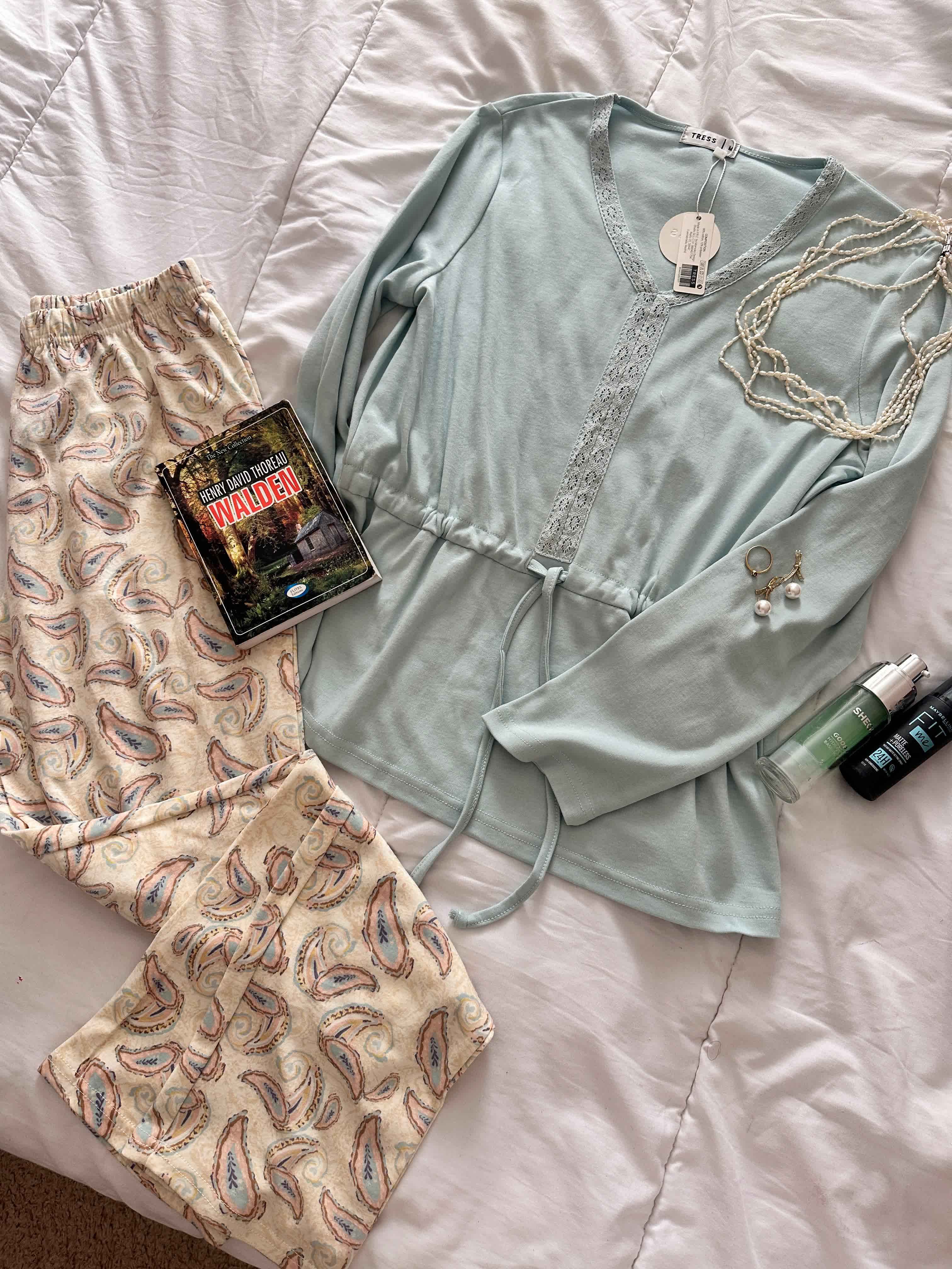 Pyjama tress trico uni vert/crevette 