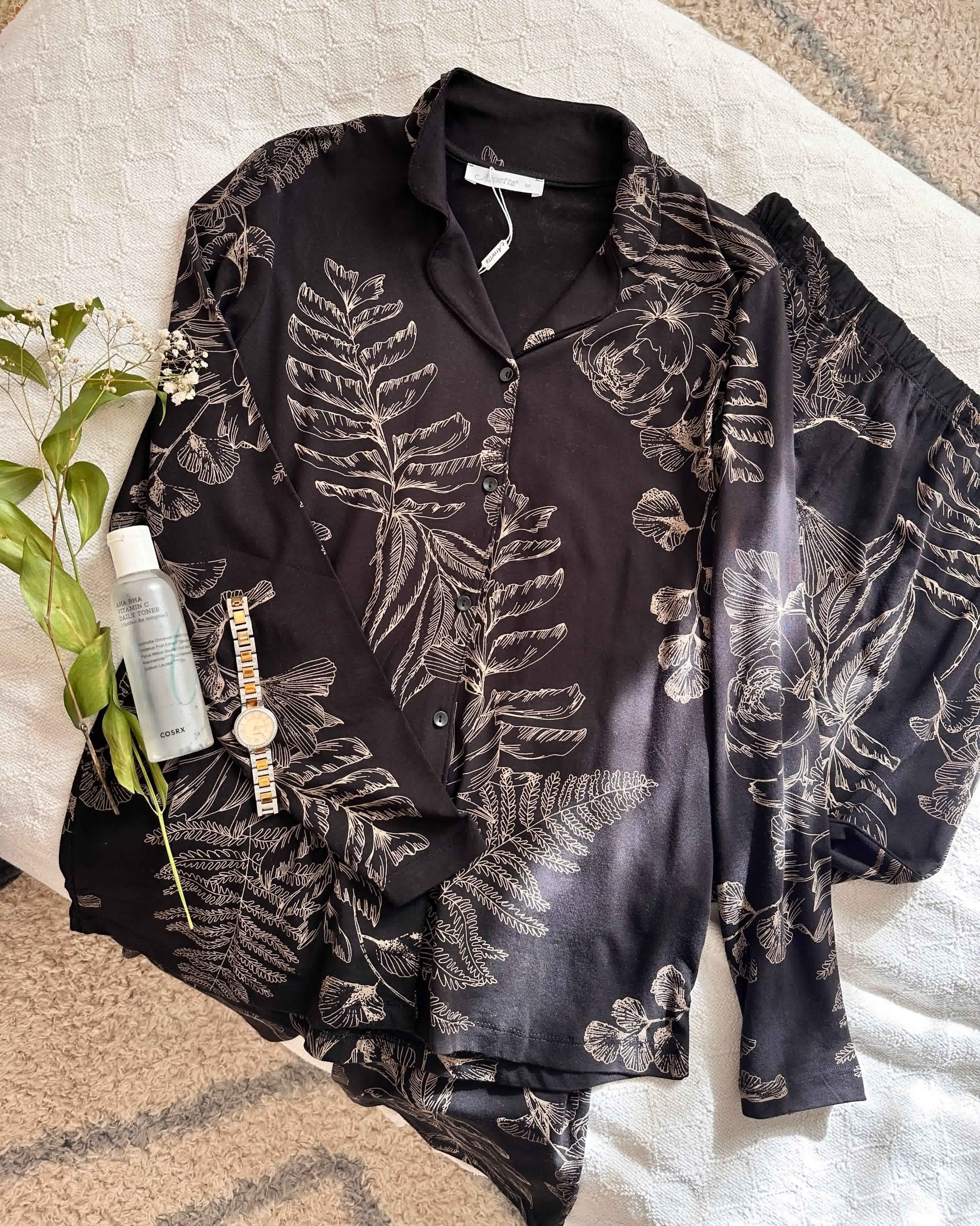 Pyjama Arnetta noir boutonné