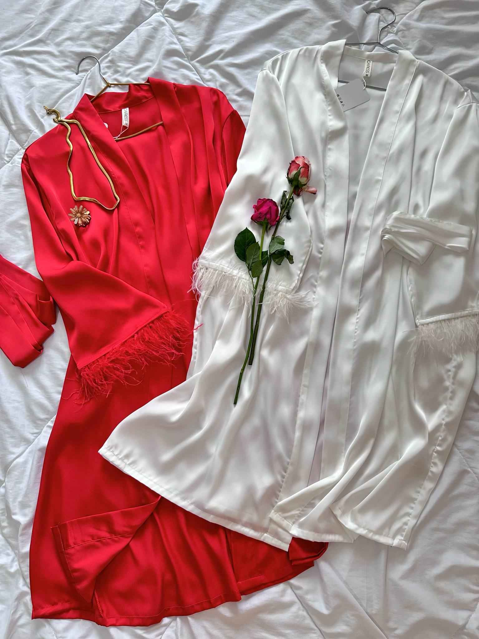 kimono caresse fourrure court 