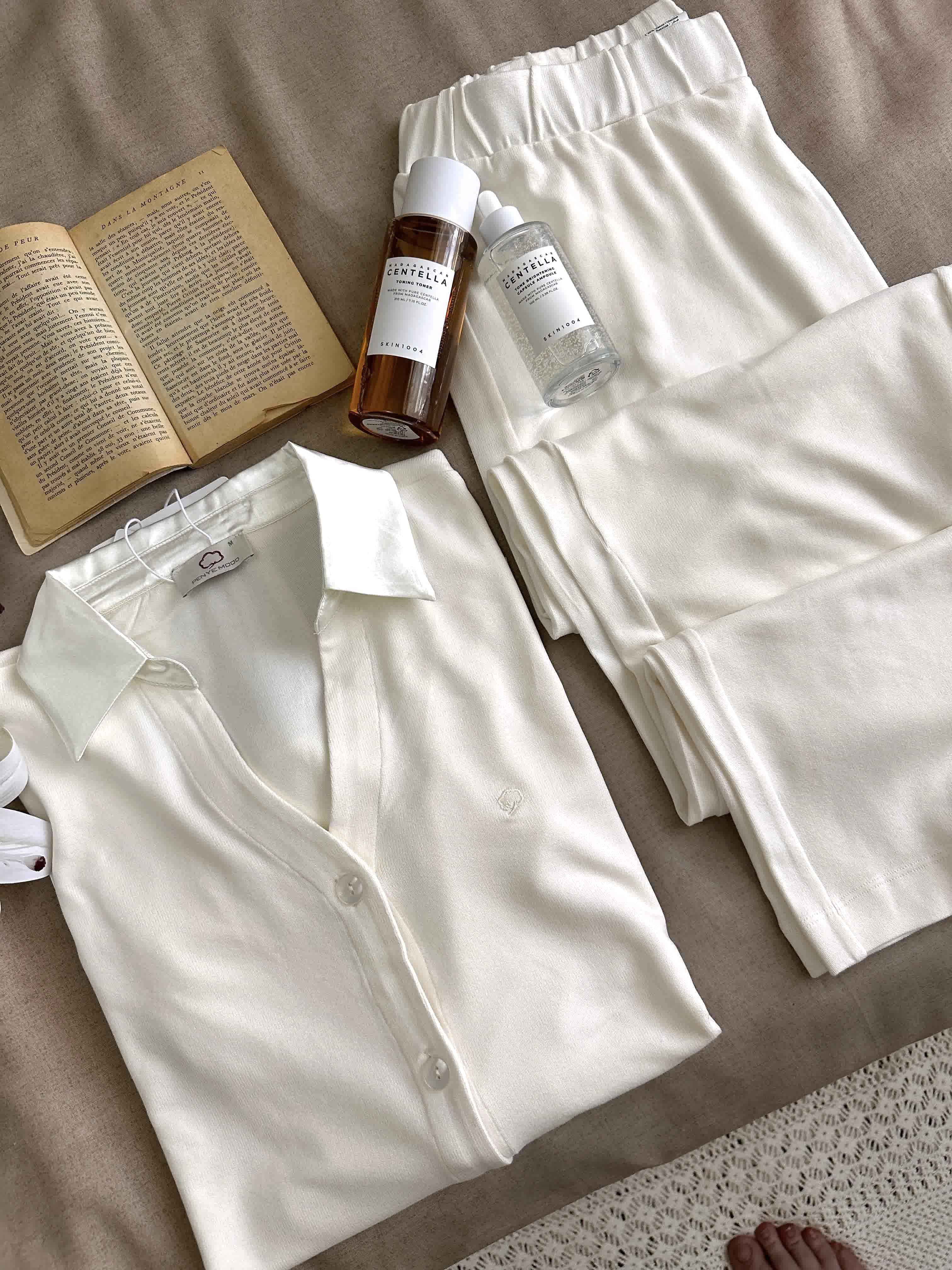 Pyjama blanche Penyemood coton / satin 