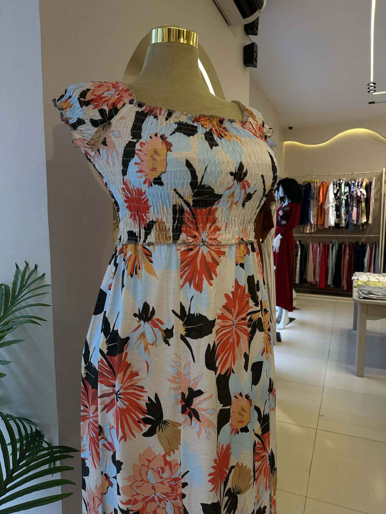 Robe fleur col bateau 