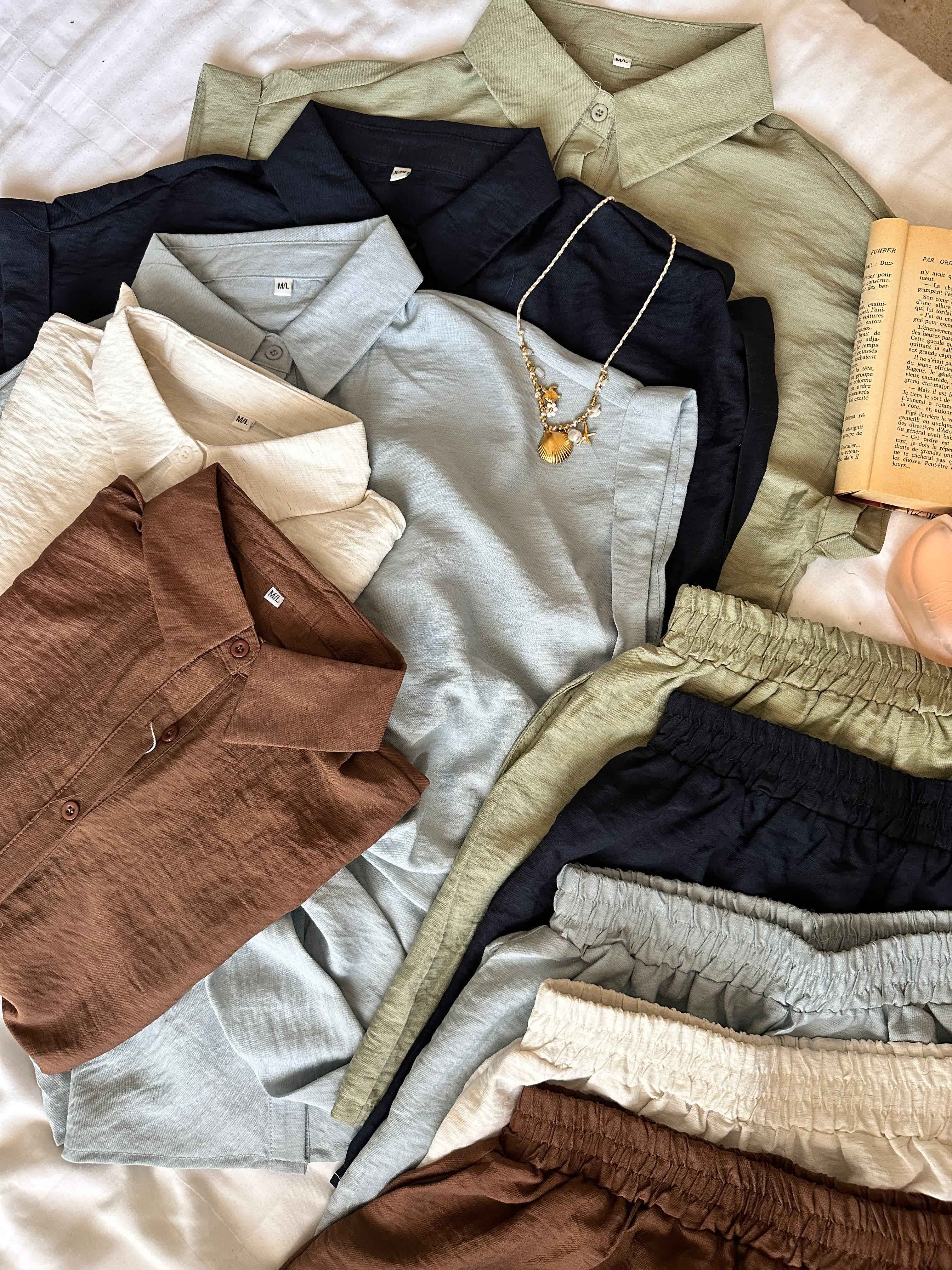 Pyjama short lin noeud 