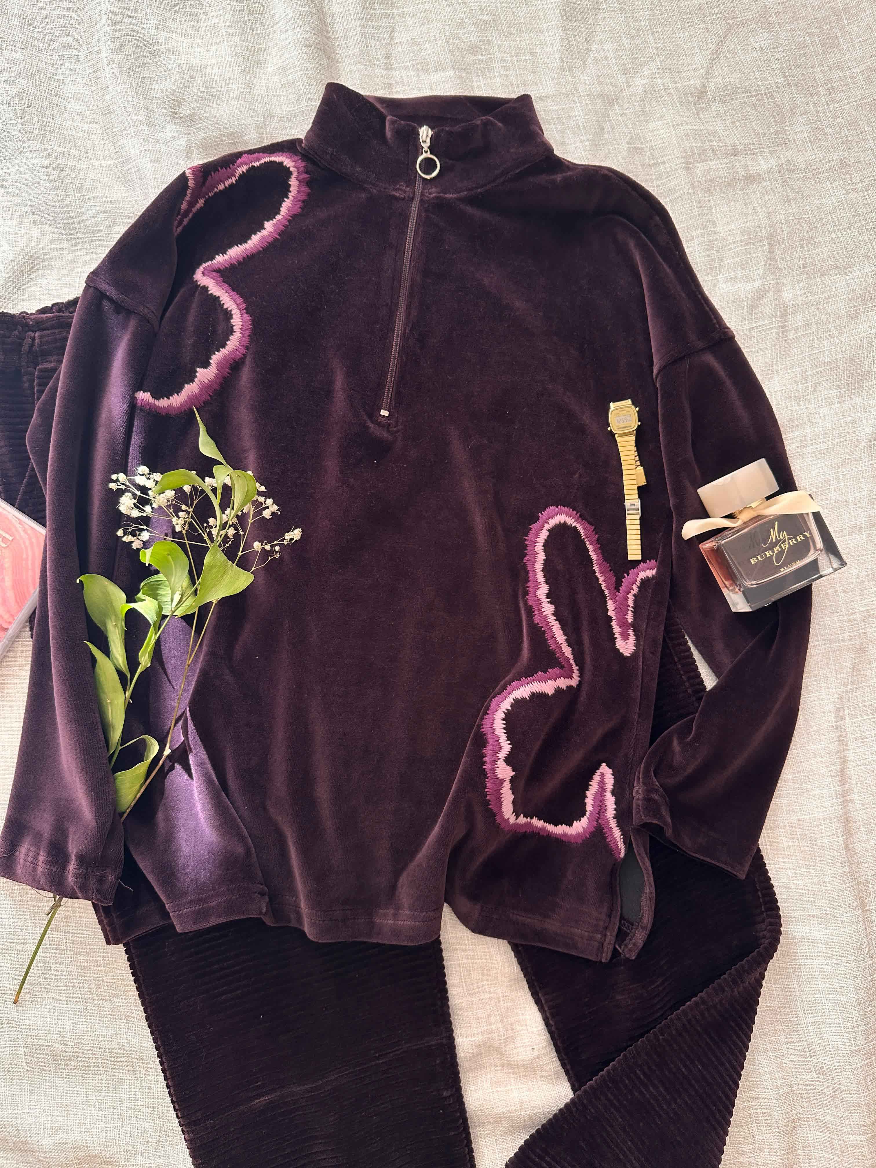 Homewear cosku aubergine velvet 