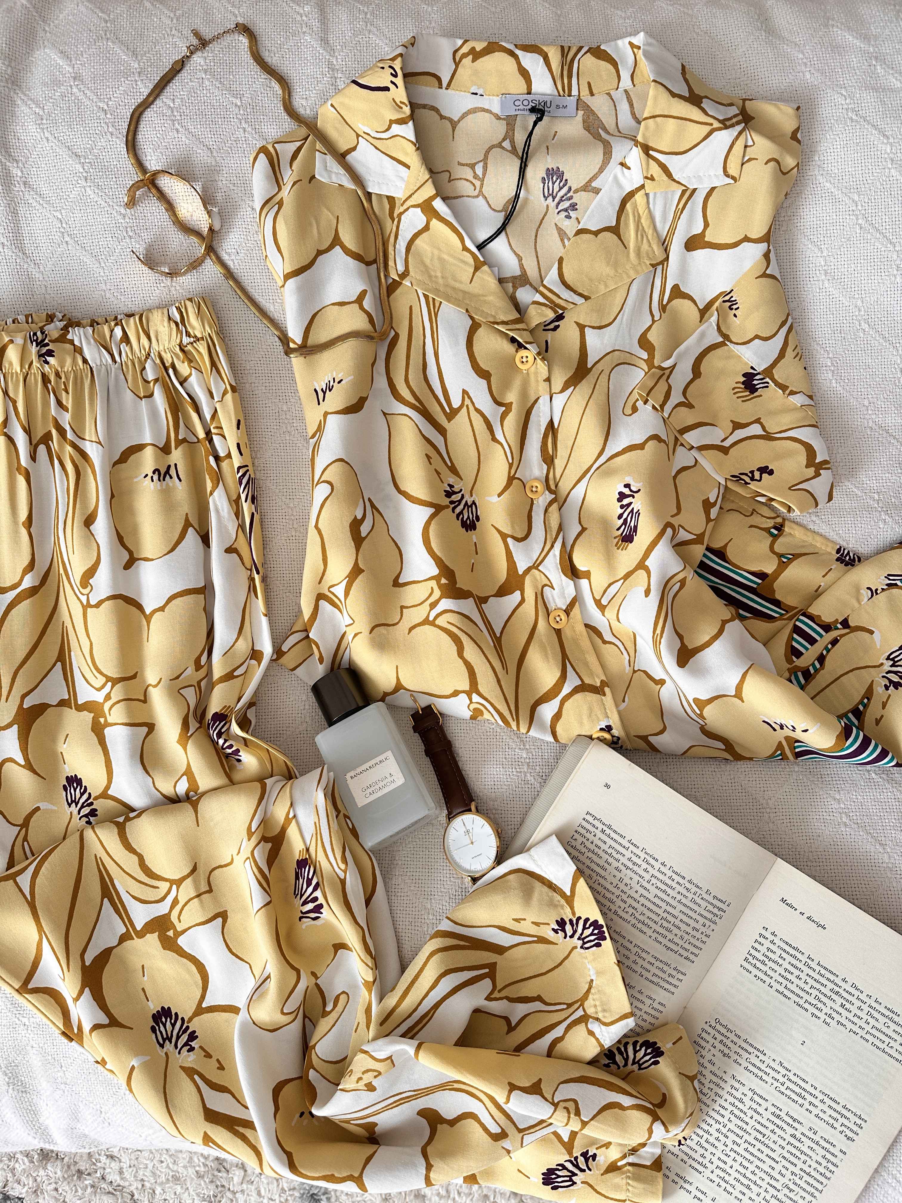 homewear jaune fleuri 