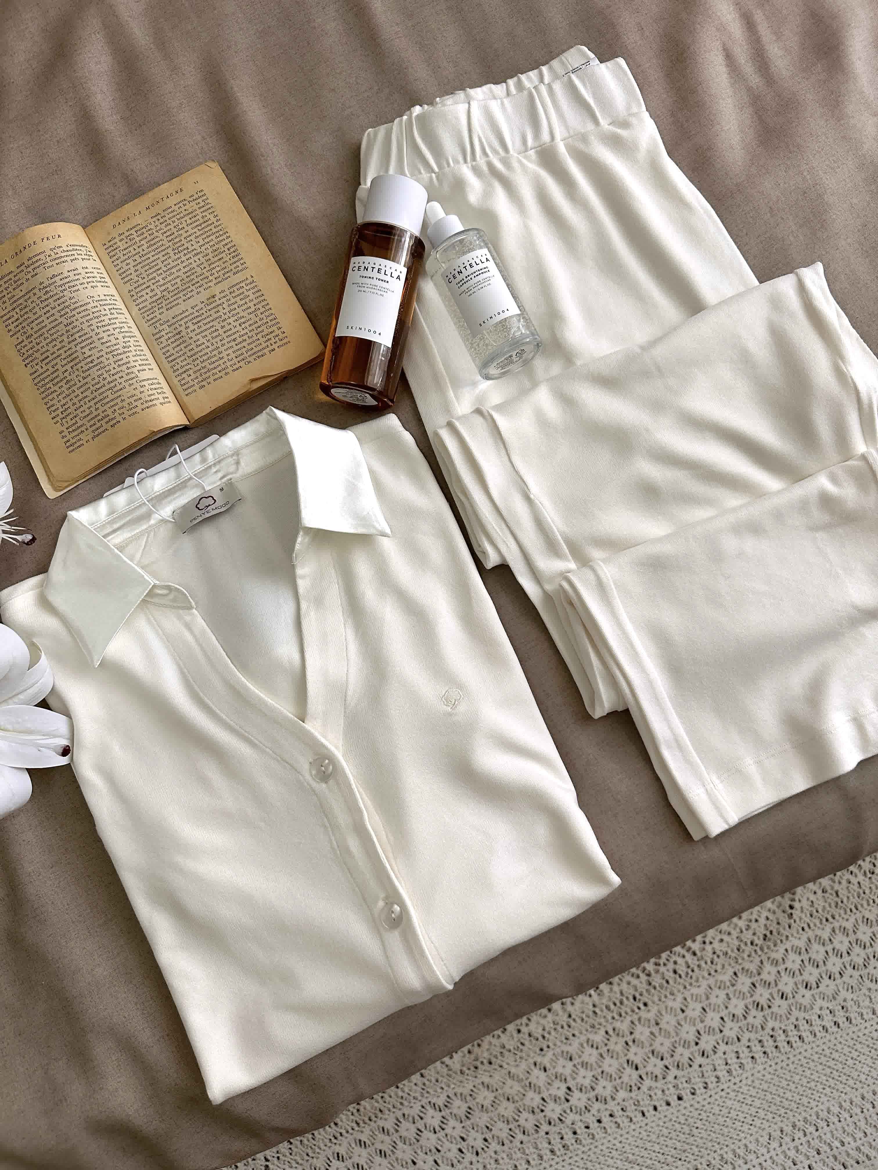 Pyjama blanche Penyemood coton / satin